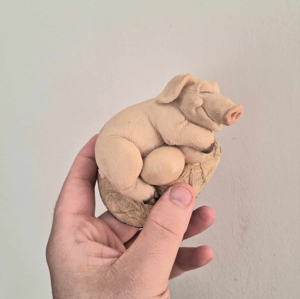 Vintage Pig Figurine Pigtails Collectable Pig Ornament Kitsch Pig Statue Pig  Retired Piggin 'Piggin Broody''
