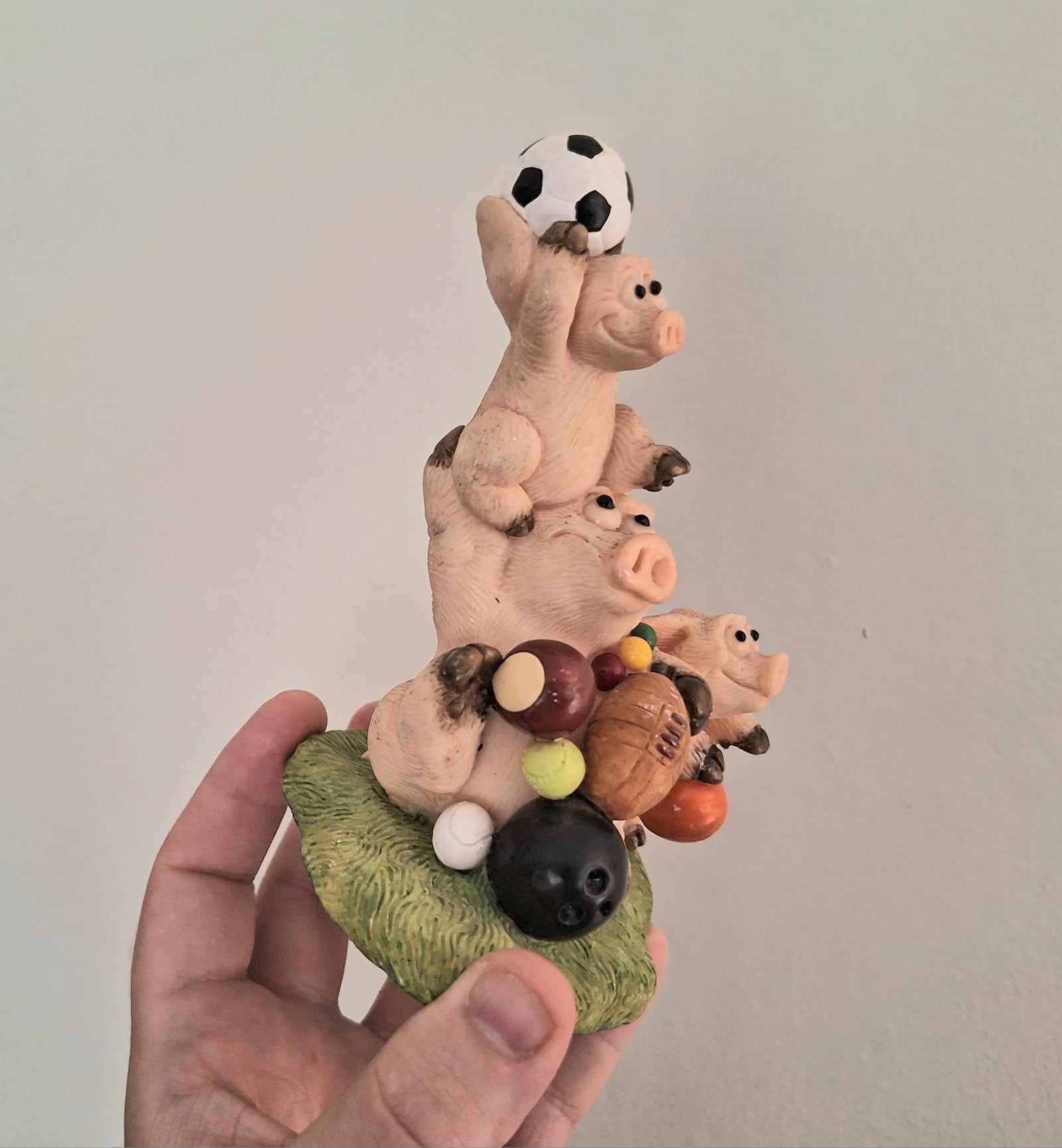 Vintage Pig Figurine Pigtails Collectable Pig Ornament Kitsch Pig Statue Pig  Retired Piggin 'Piggin Balls'''