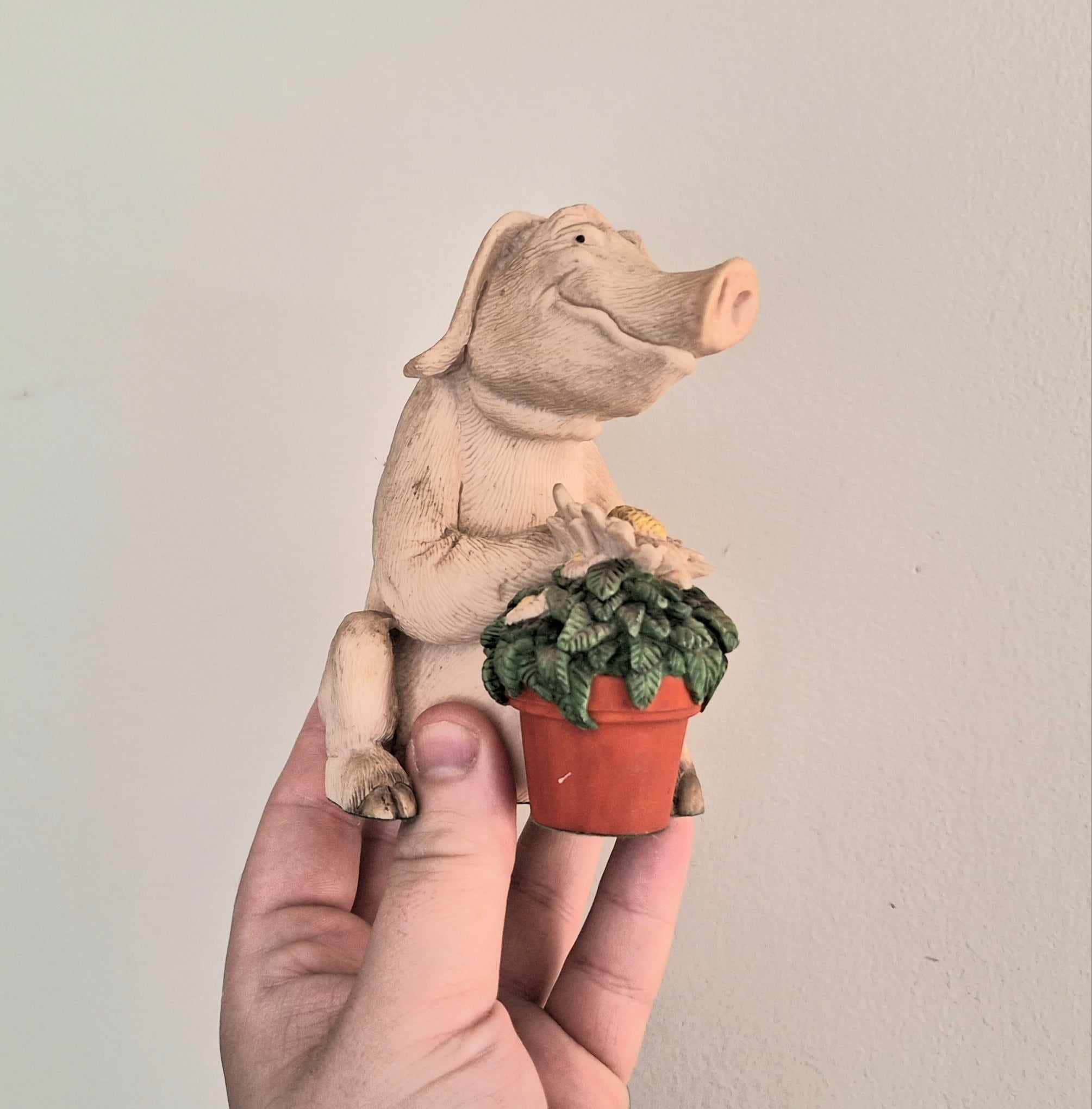 Vintage Pig Figurine Pigtails Collectable Pig Ornament Kitsch Pig Statue Pig  Retired Piggin 'Piggin piece offering'''