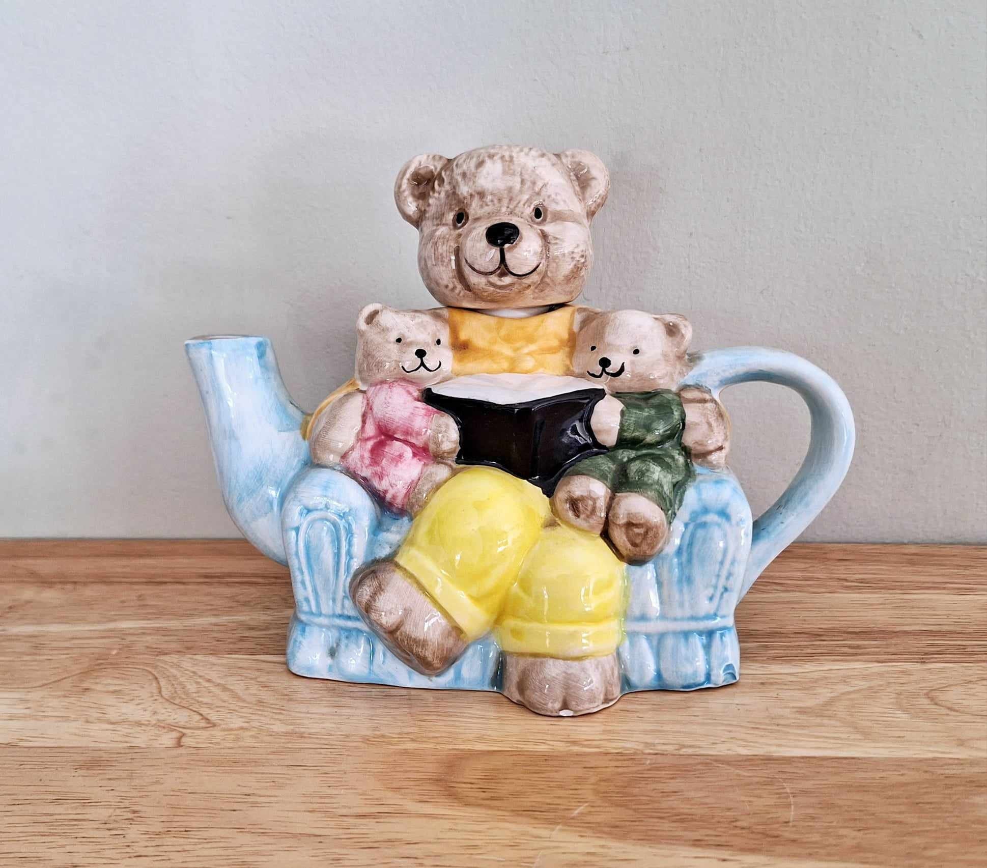 Teapot Vintage Teddy Bear Teapot Bear Mother and Baby Novelty Decorative Ornamental Teapot Ceramic Afternoon Tea Party