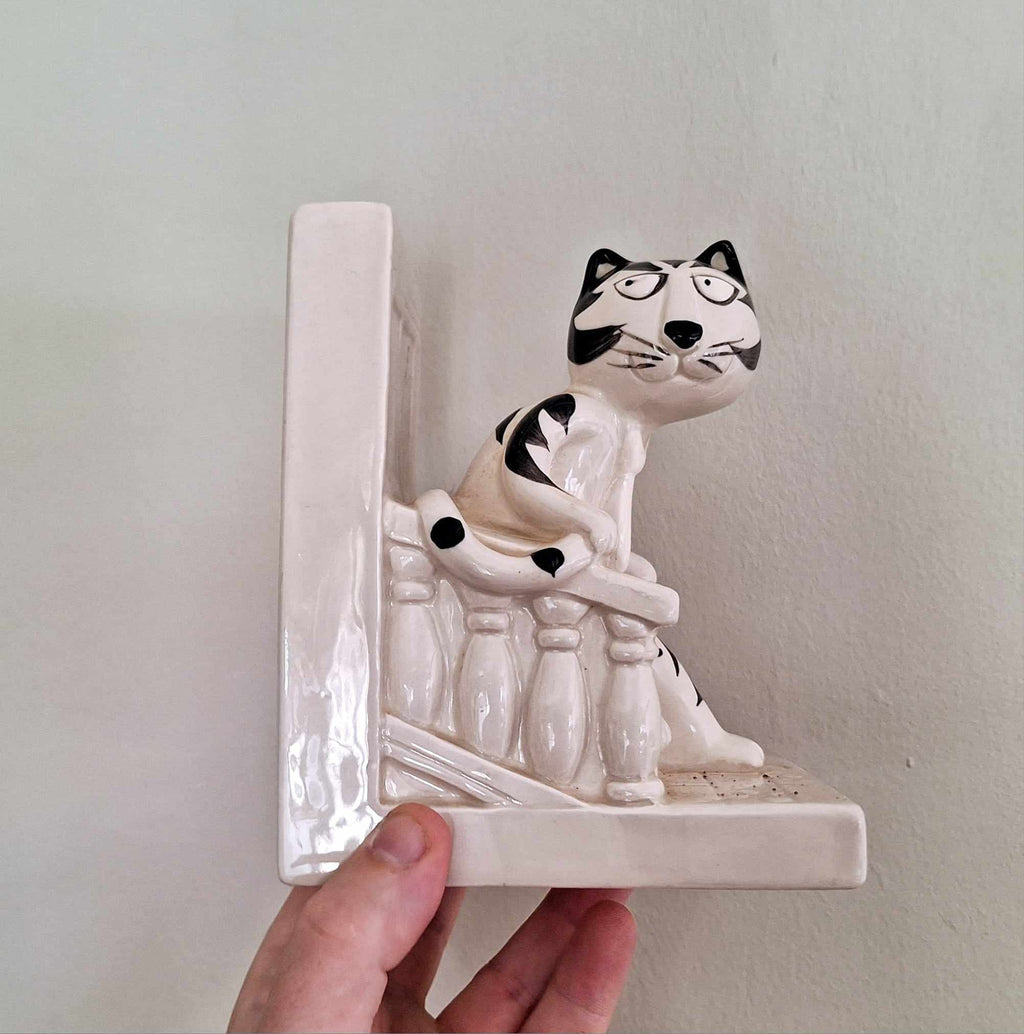 Vintage Takahashi “The Joy Of Cats Ceramic Bookends Figurines Made In Japan Cat bookends Ceramic Kitsch Girl and Boy Cat Ceramic Ornament