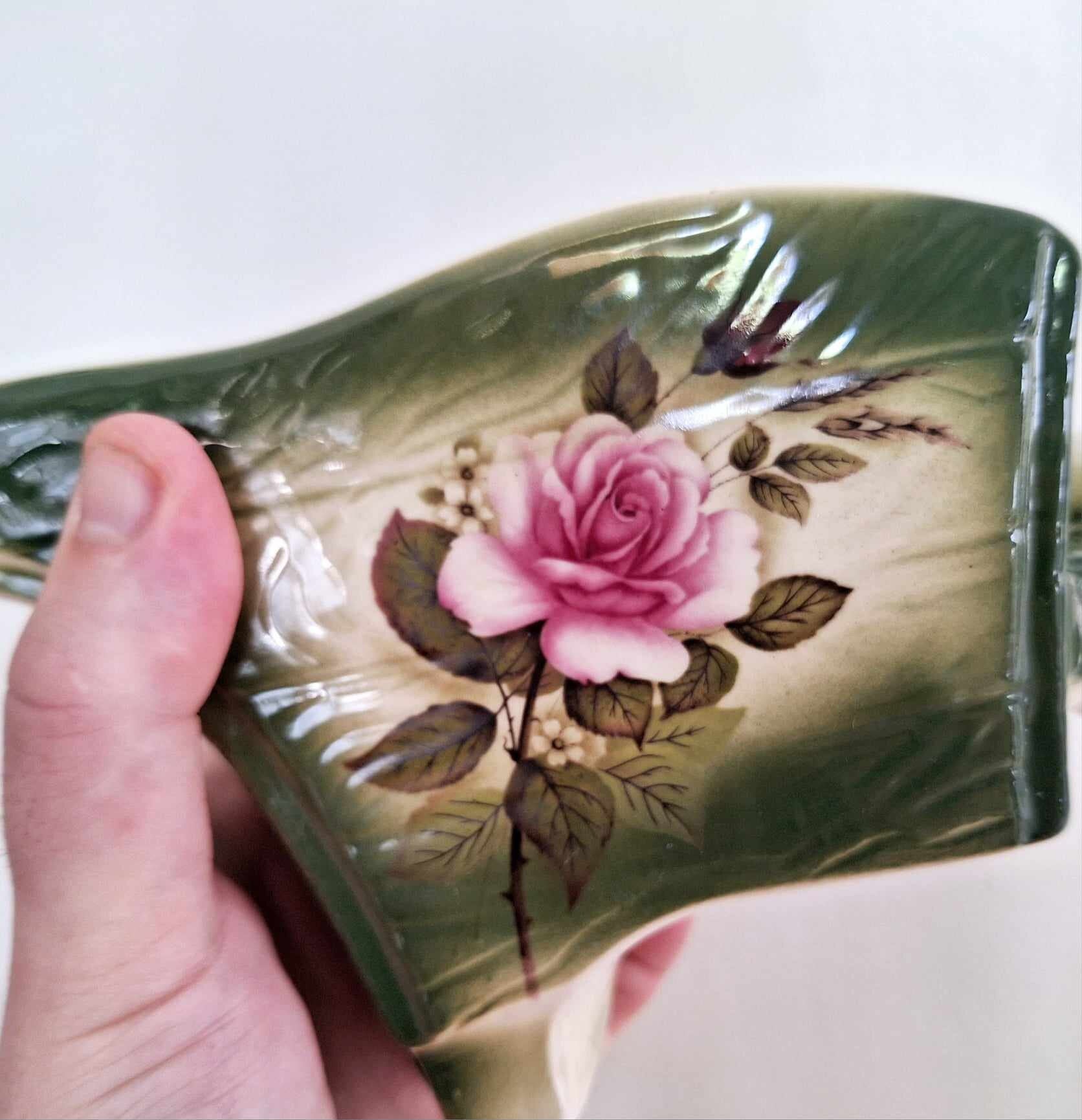 Planter Antique Miniature Planter Ceramic decorated Wheel Barrow  - Oddity - Curiosity Ceramic Flower Planter
