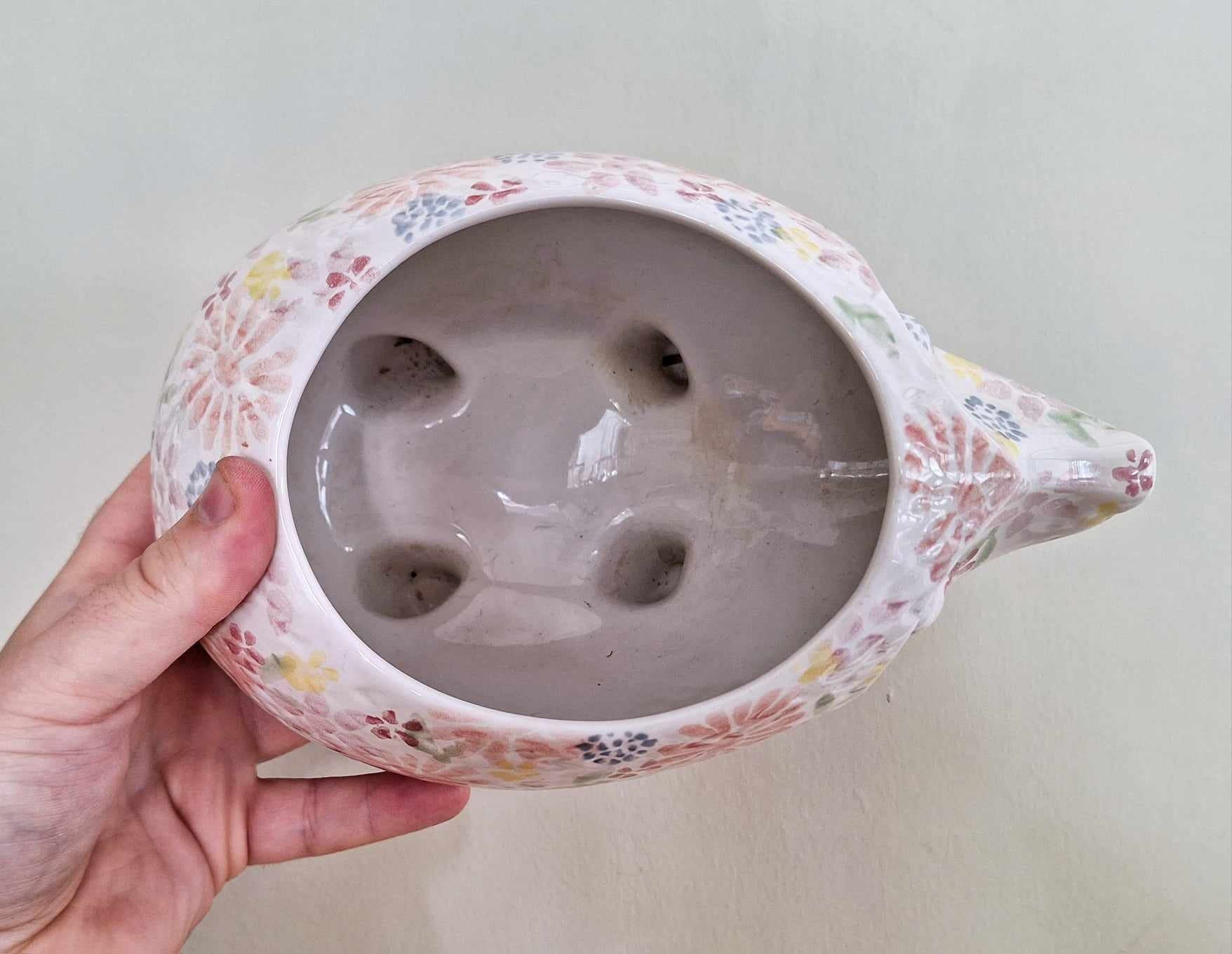 Vintage Floral Hedgehog Planter Indoor Kitsch Hedgehog  Ceramic Planter Pottery Indoor Plant Pot Decorative Planter  Cute  Plant Pot