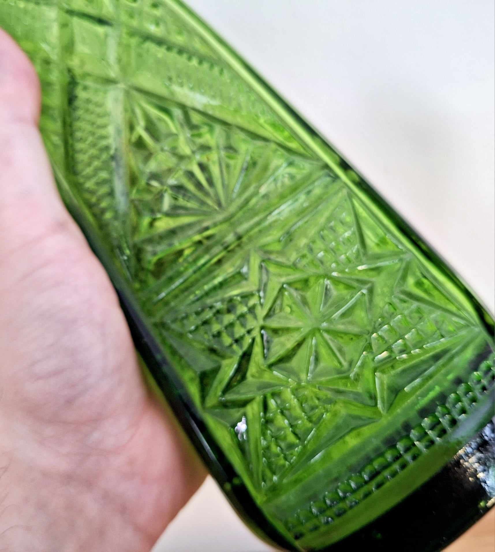Vintage Vase Bubble Green Long Stem Vase Glass 1960's Vase Home Decor Mid-Century Vase Tall Glass Art Decorative Green Glass