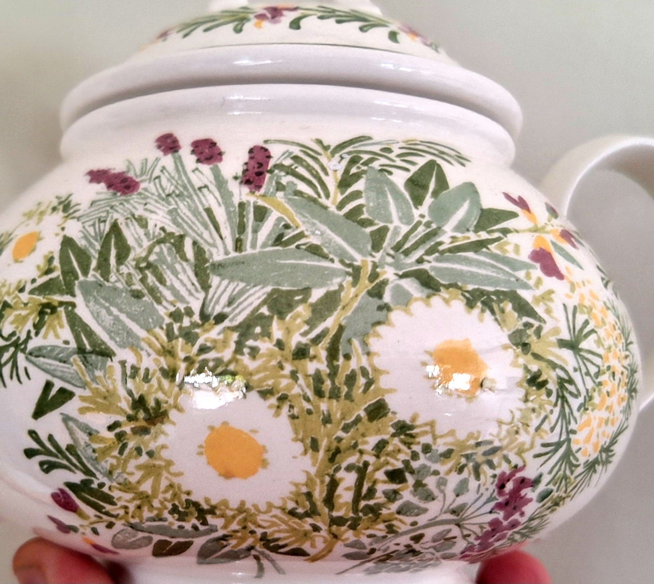 Ceramic Teapot Portmeirion The National Trust Garden Herbs England, Hand Painted Teapot, Afternoon Tea English Porcelain China Teapot