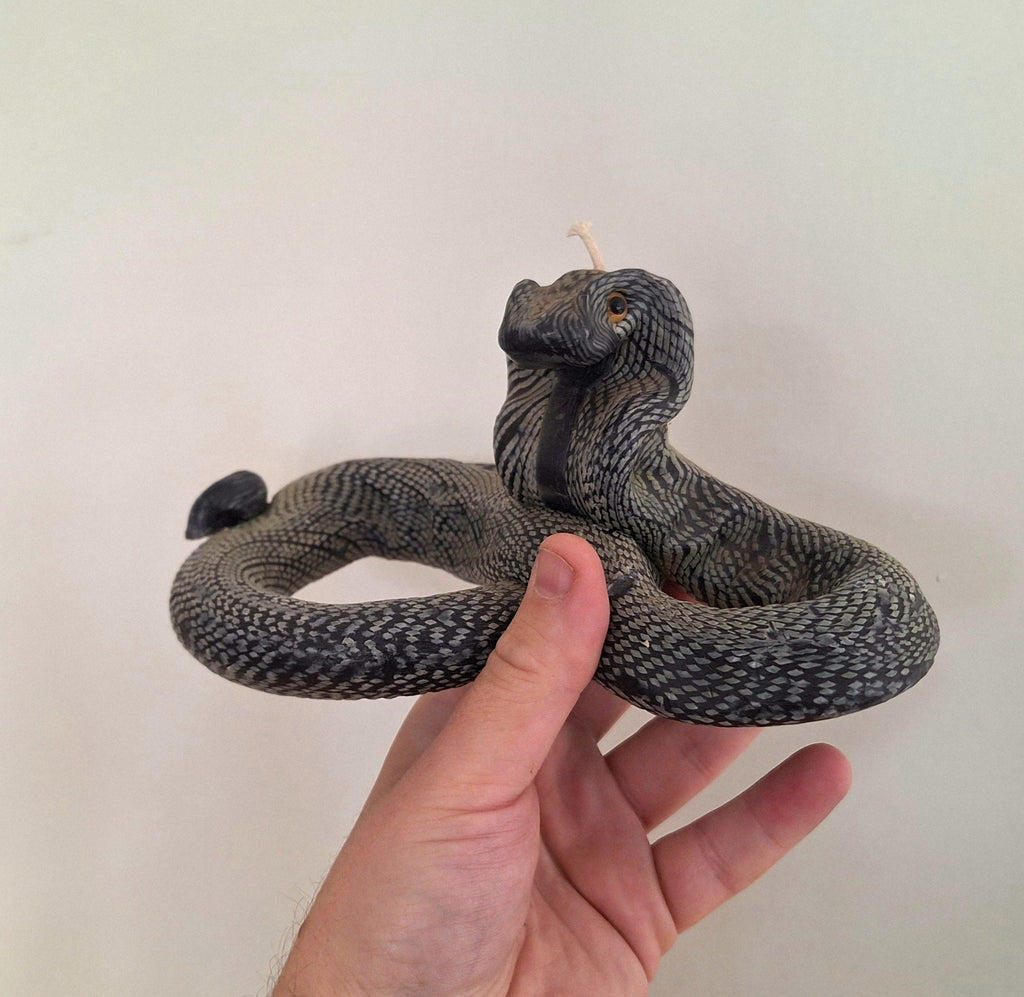 Handmade Cobra Snake Wax Candle - Handcrafted Snake Figurine Sculpture