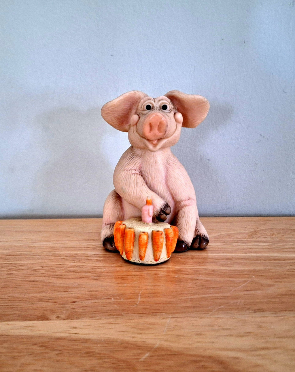 Vintage Pig Figurine Pigtails Collectable Pig Ornament Kitsch Pig Statue Pig  Retired Piggin 'Happy Birthday'''