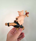 Vintage Pig Figurine Pigtails Collectable Pig Ornament Kitsch Pig Statue Pig  Retired Piggin 'Celebrations'''