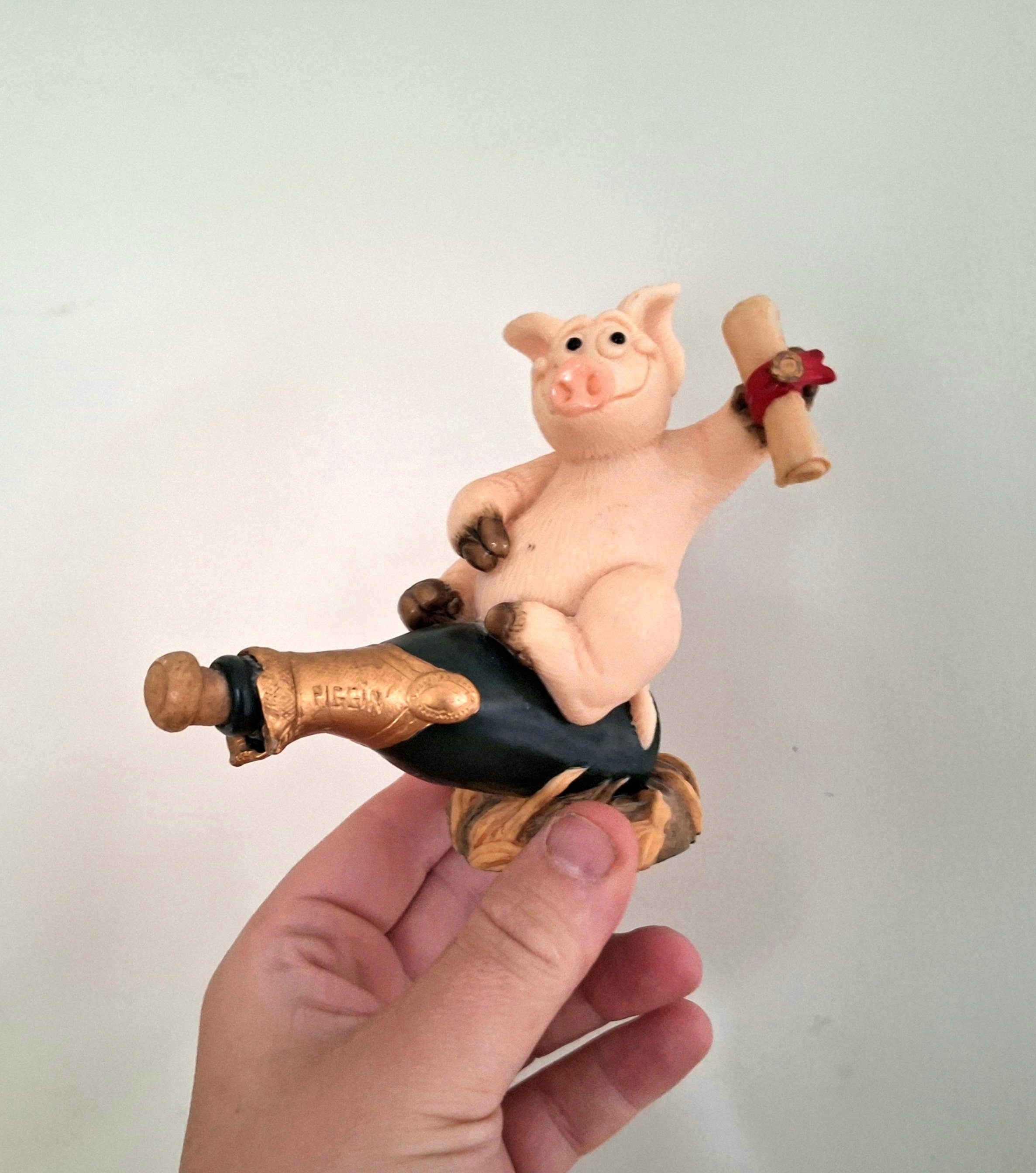 Vintage Pig Figurine Pigtails Collectable Pig Ornament Kitsch Pig Statue Pig  Retired Piggin 'Celebrations'''