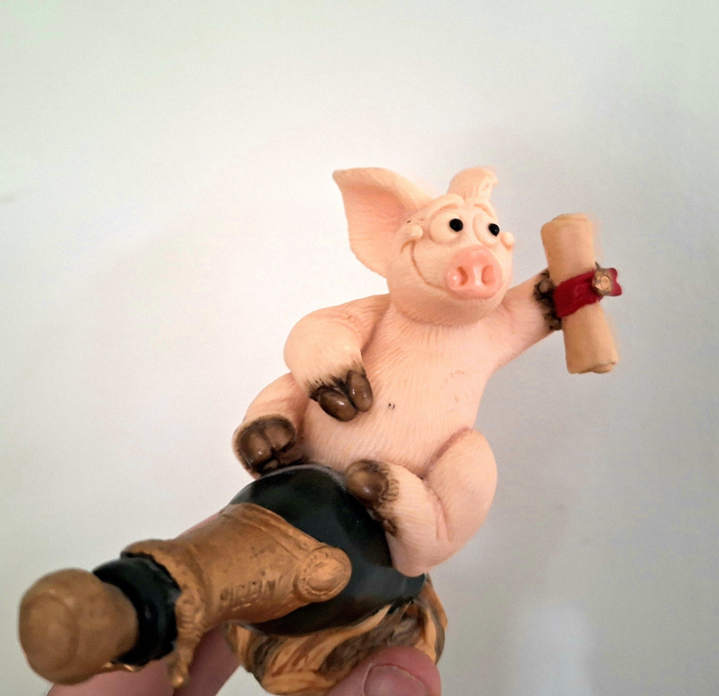 Vintage Pig Figurine Pigtails Collectable Pig Ornament Kitsch Pig Statue Pig  Retired Piggin 'Celebrations'''