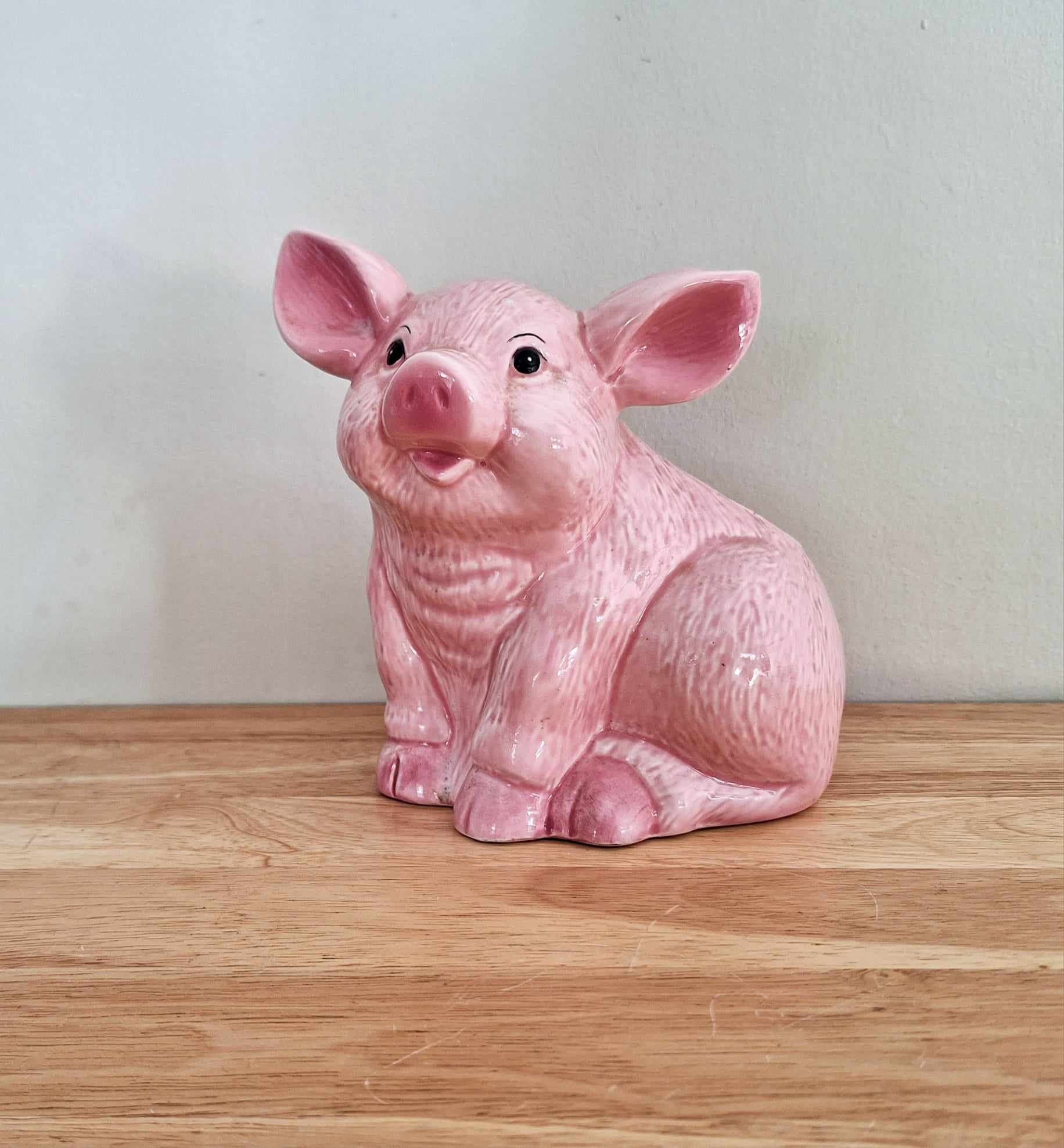 Vintage pig  Planter Indoor Kitsch PigCeramic Planter Pottery Indoor Plant Pot Decorative Planter Farmyard Animal Cute Pink Pig Plant Pot