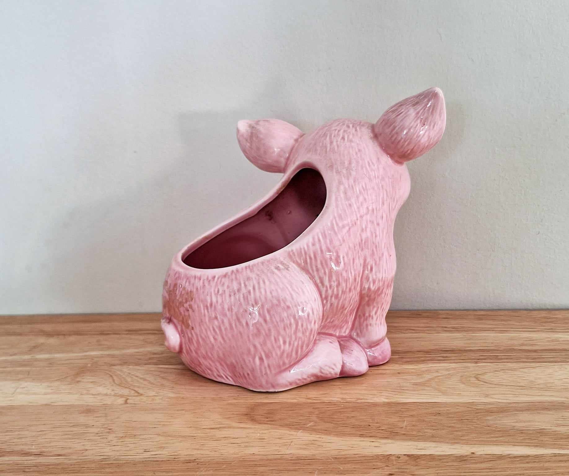 Vintage pig  Planter Indoor Kitsch PigCeramic Planter Pottery Indoor Plant Pot Decorative Planter Farmyard Animal Cute Pink Pig Plant Pot