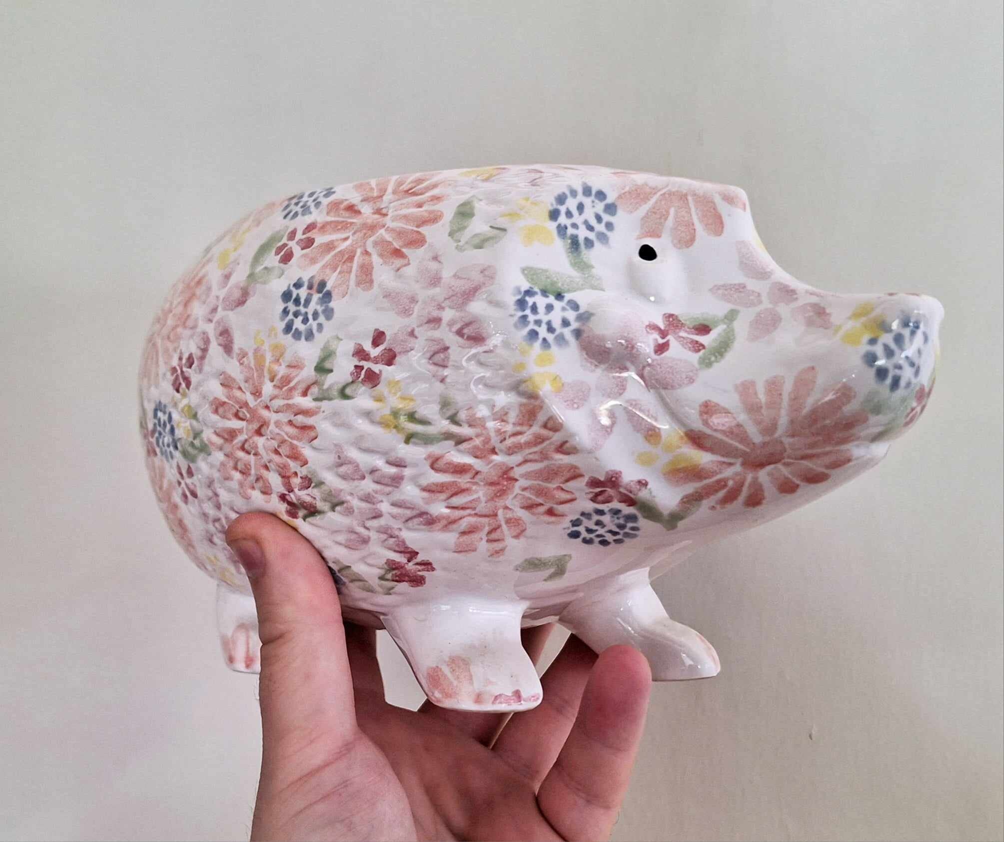 Vintage Floral Hedgehog Planter Indoor Kitsch Hedgehog  Ceramic Planter Pottery Indoor Plant Pot Decorative Planter  Cute  Plant Pot