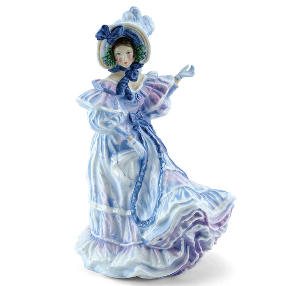 Royal Doulton Lady Figurine Forget Me Not HN3700  Royal Doulton Figurine  Porcelain Pretty Lady Blue  Dress Flowers of Love Collection