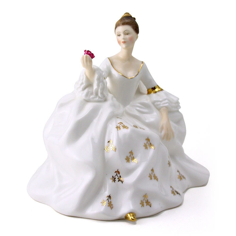 Royal Doulton Lady Figurine My Love HN2339  Royal Doulton Figurine  Porcelain Pretty Lady  White, Red Rose by Peggy Davies Romantic Theme