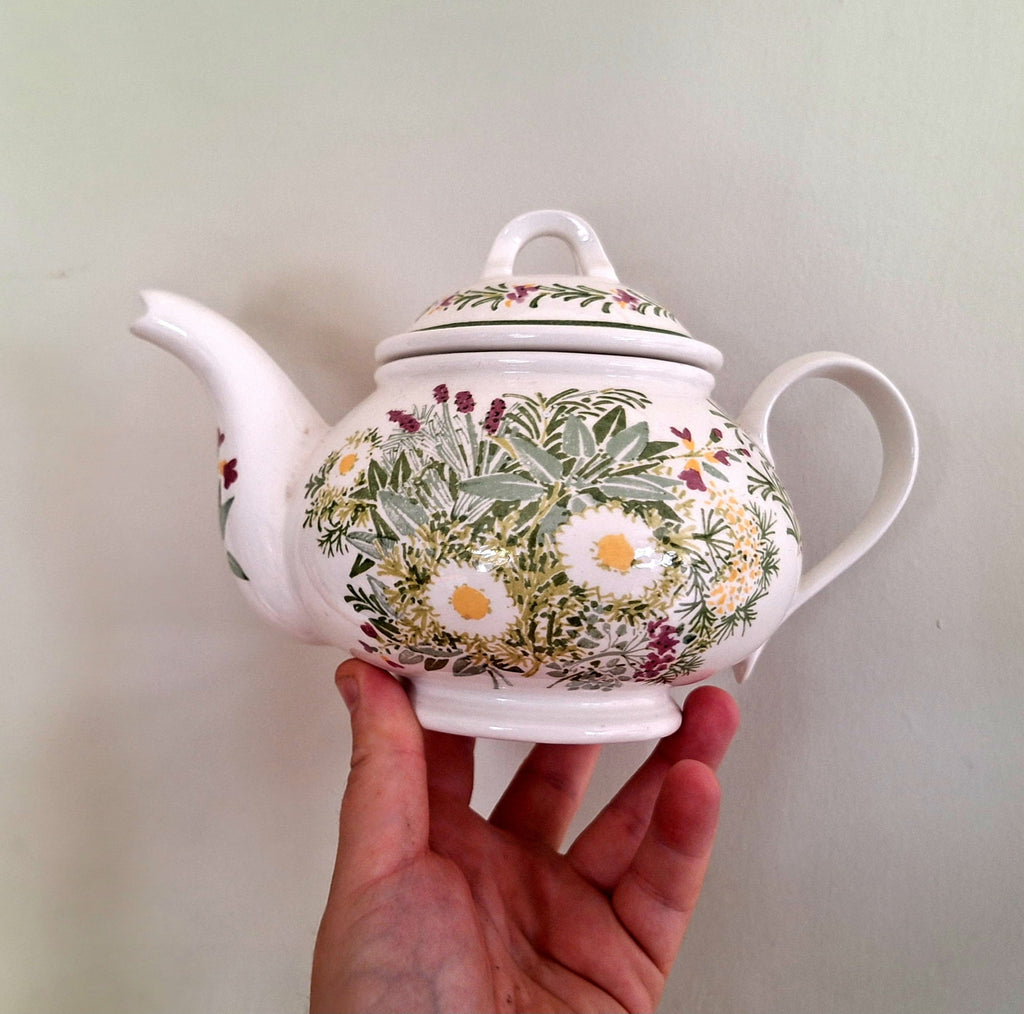 Ceramic Teapot Portmeirion The National Trust Garden Herbs England, Hand Painted Teapot, Afternoon Tea English Porcelain China Teapot