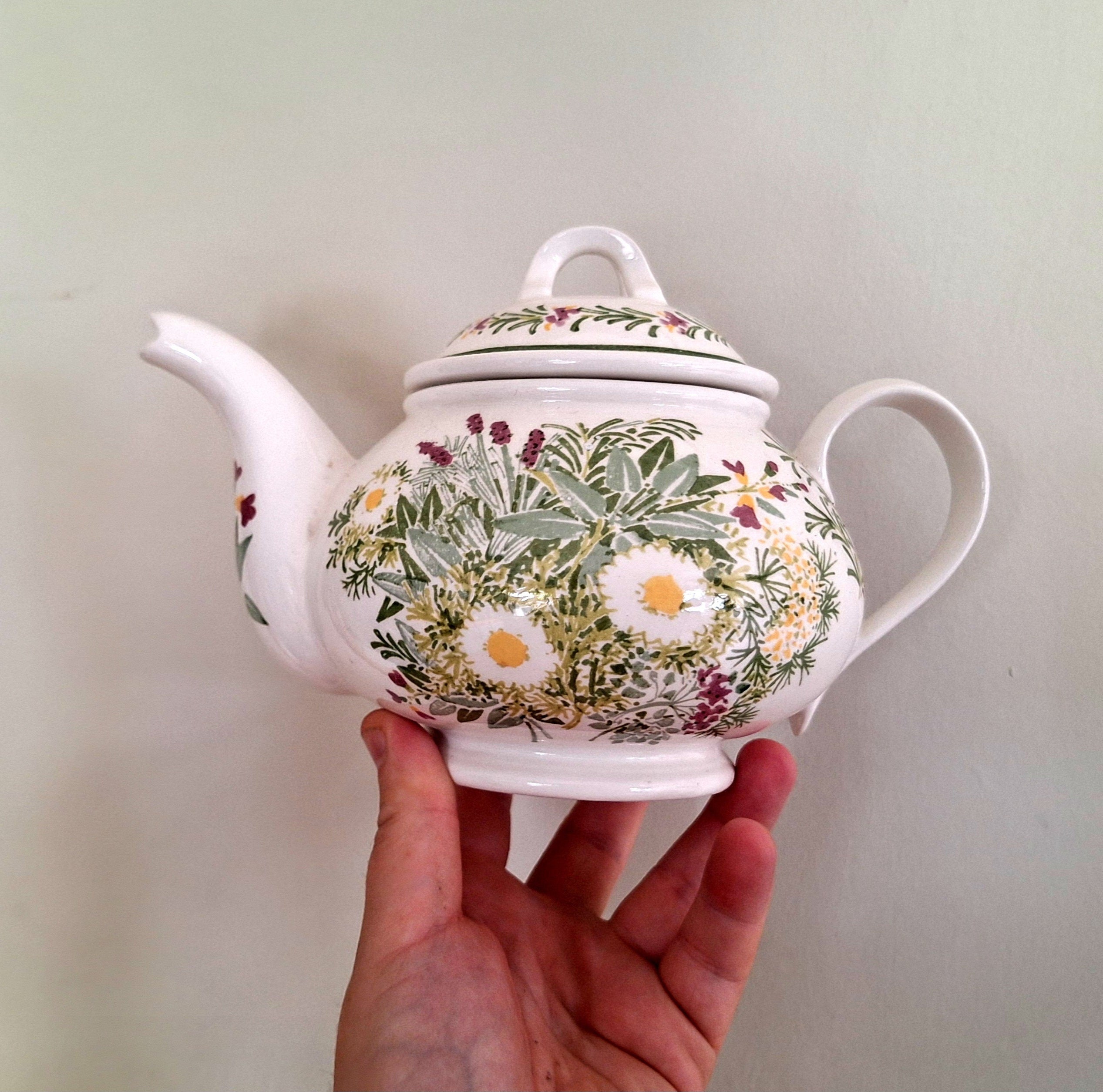 Ceramic Teapot Portmeirion The National Trust Garden Herbs England, Hand Painted Teapot, Afternoon Tea English Porcelain China Teapot