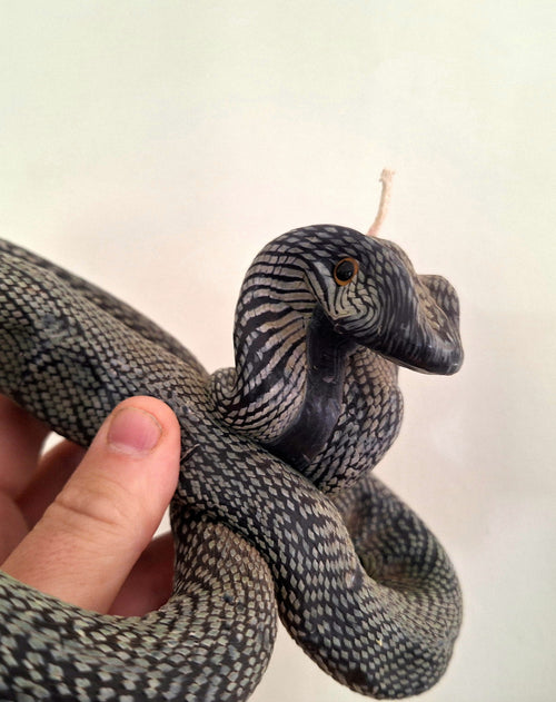 Handmade Cobra Snake Wax Candle - Handcrafted Snake Figurine Sculpture