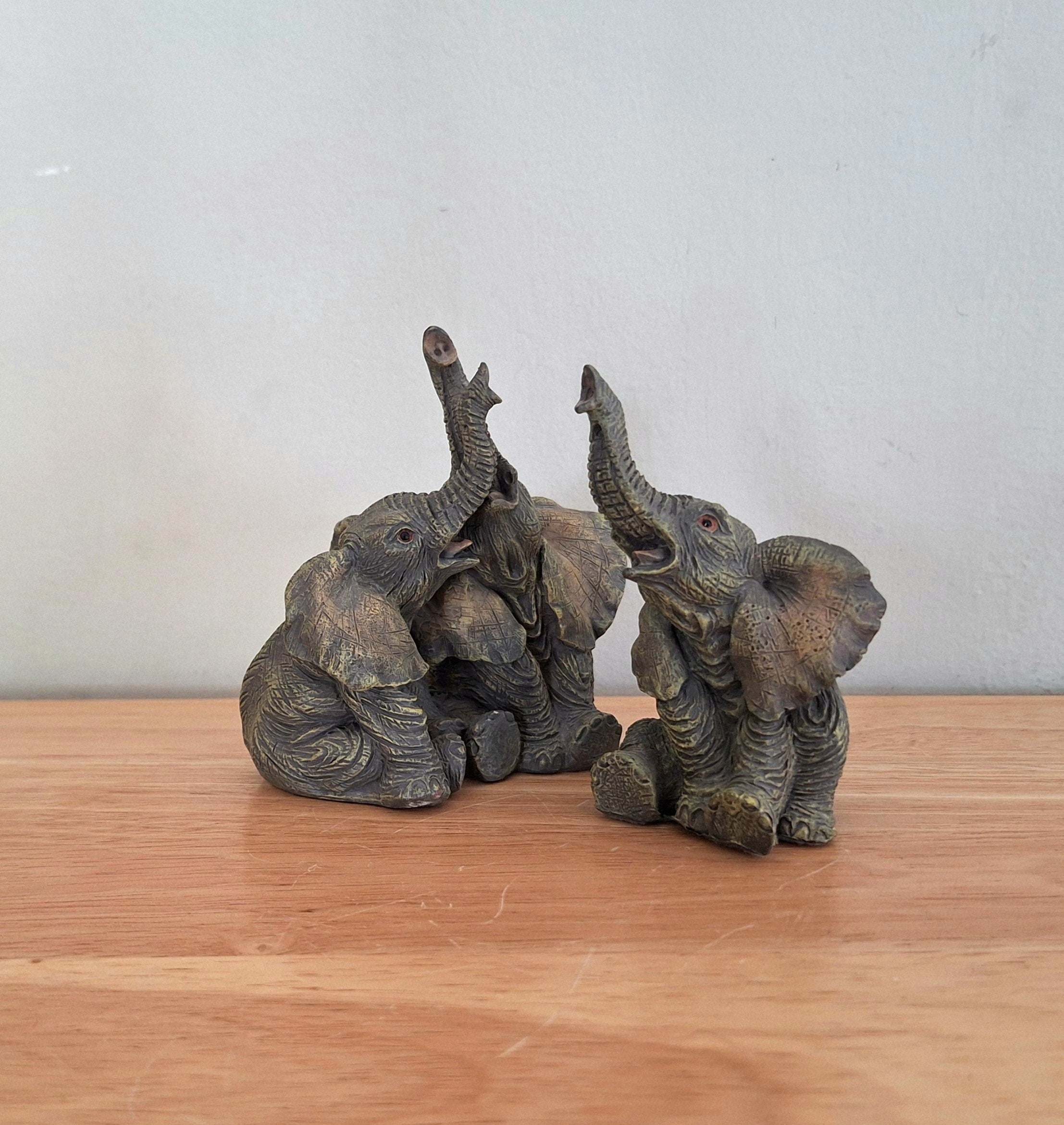 Vintage elephant Figurine Small Resin  Collectable Animal Kitsch Bone China  Mid Century Japan African Wildlife