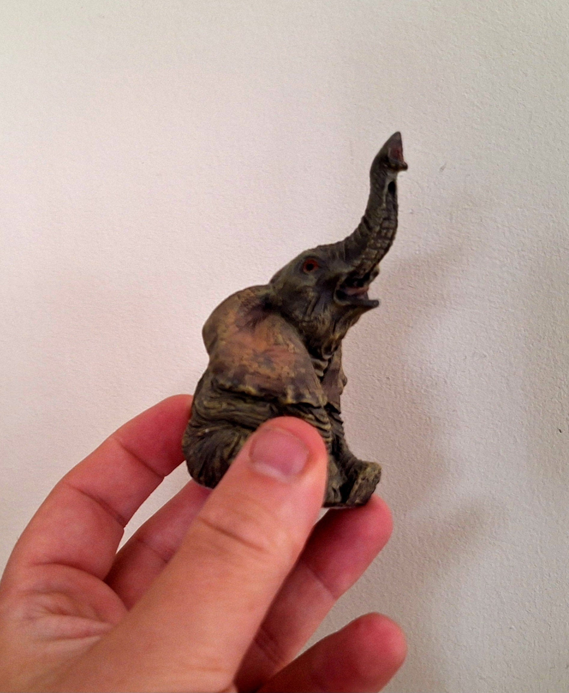 Vintage elephant Figurine Small Resin  Collectable Animal Kitsch Bone China  Mid Century Japan African Wildlife
