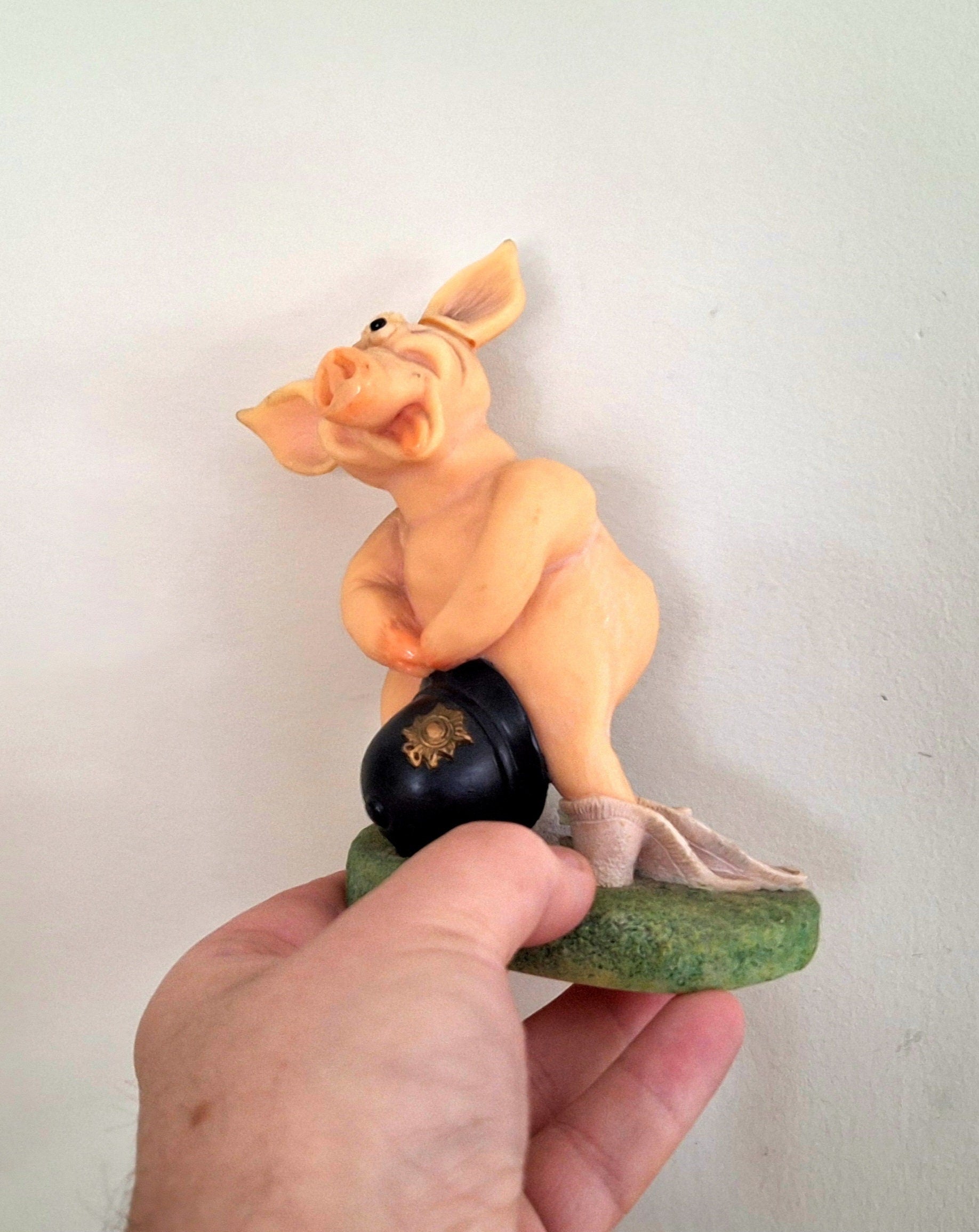 Vintage Pig Figurine Pigtails Collectable Pig Ornament Kitsch Pig Statue Pig  Retired Piggin 'The Boss'