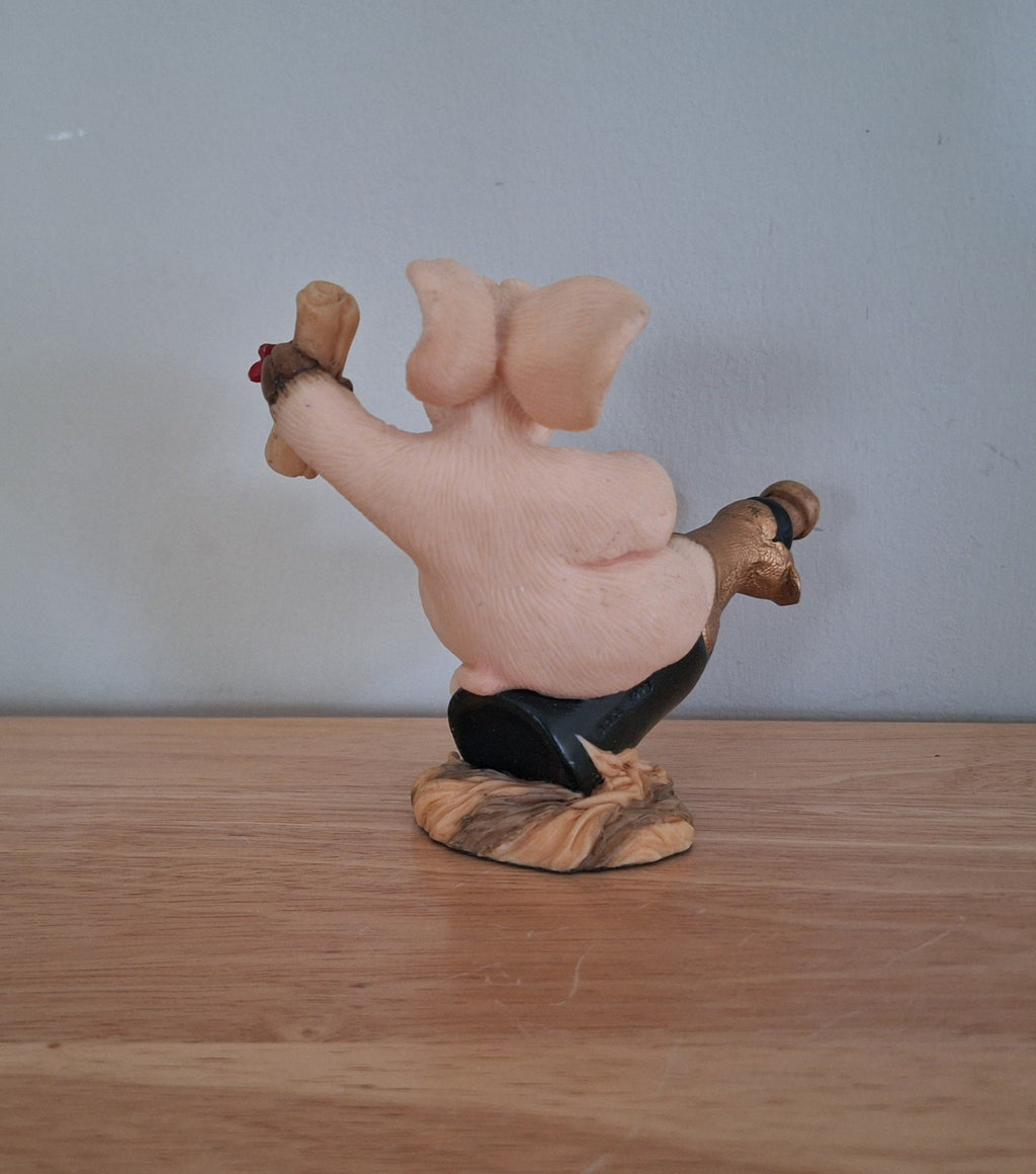 Vintage Pig Figurine Pigtails Collectable Pig Ornament Kitsch Pig Statue Pig  Retired Piggin 'Celebrations'''