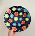 Vibrant Hand-Painted Large Ceramic Bowl  Geometric Design Fruit Bowl | Made in Vietnam | Colourful Home Décor | Artisan Craftsmanship