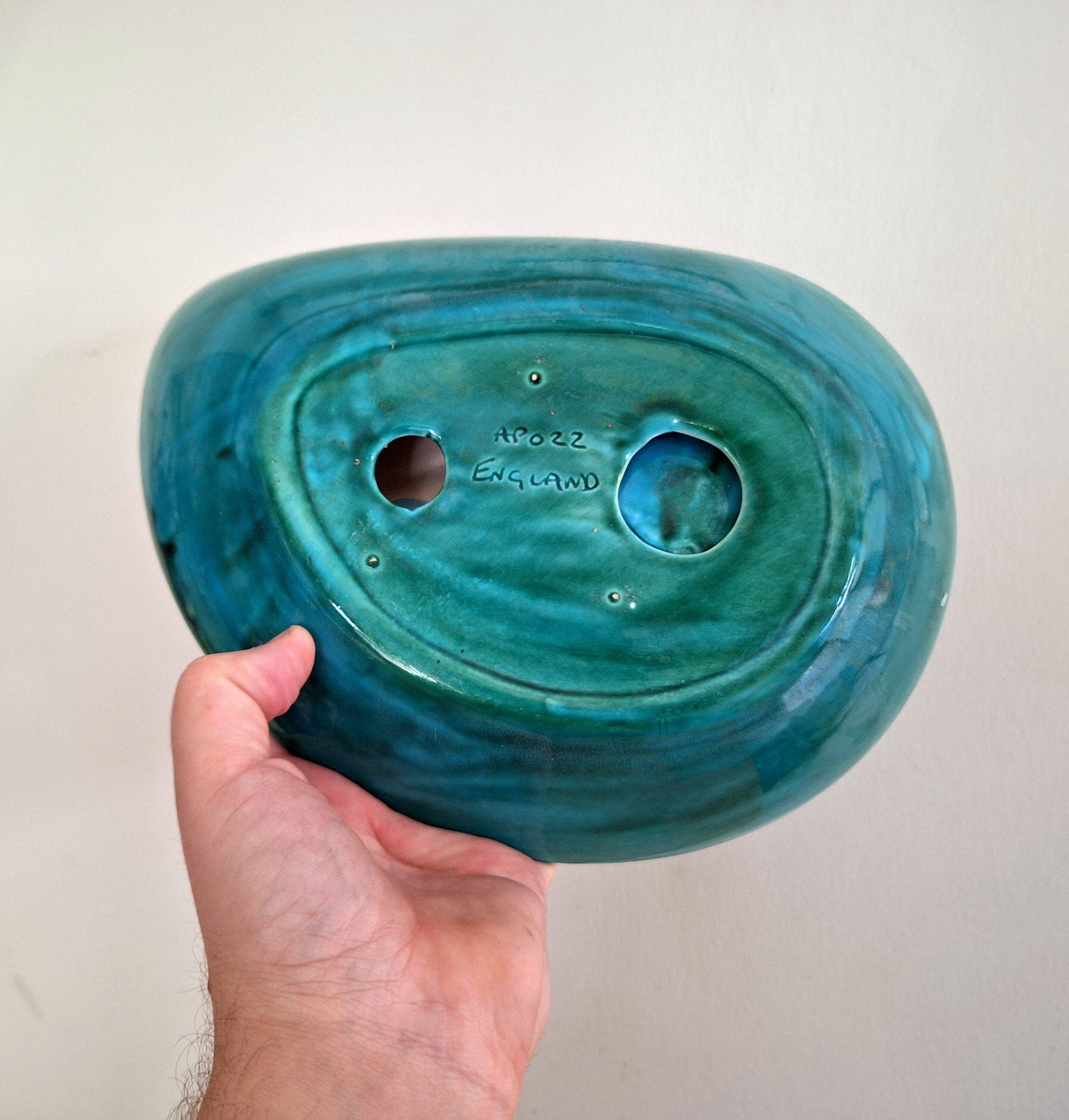 Vintage Apozz England Ceramic Squirrel Soap Dish  Handcrafted Blue Trinket Dish | Collectible Animal Decor