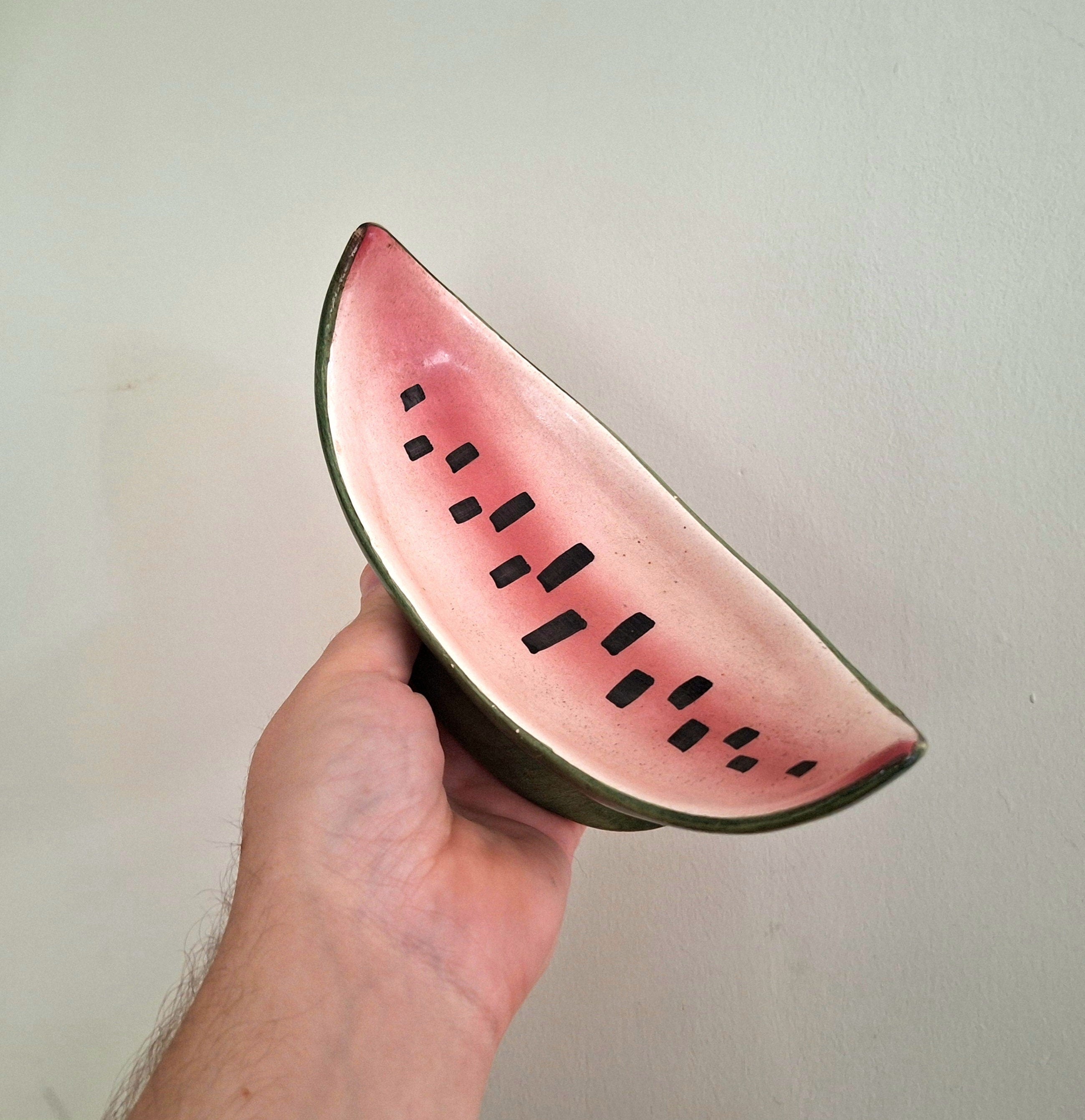 Vintage Watermelon Slice Ceramic Serving Dish  Hand-Painted Fruit Bowl | Retro Kitchen Décor | Collectible Tableware