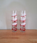 Set of 6 Vintage Drinking Glasses  Retro Umbrella Design | Mid-Century Modern Glassware | Collectible Barware