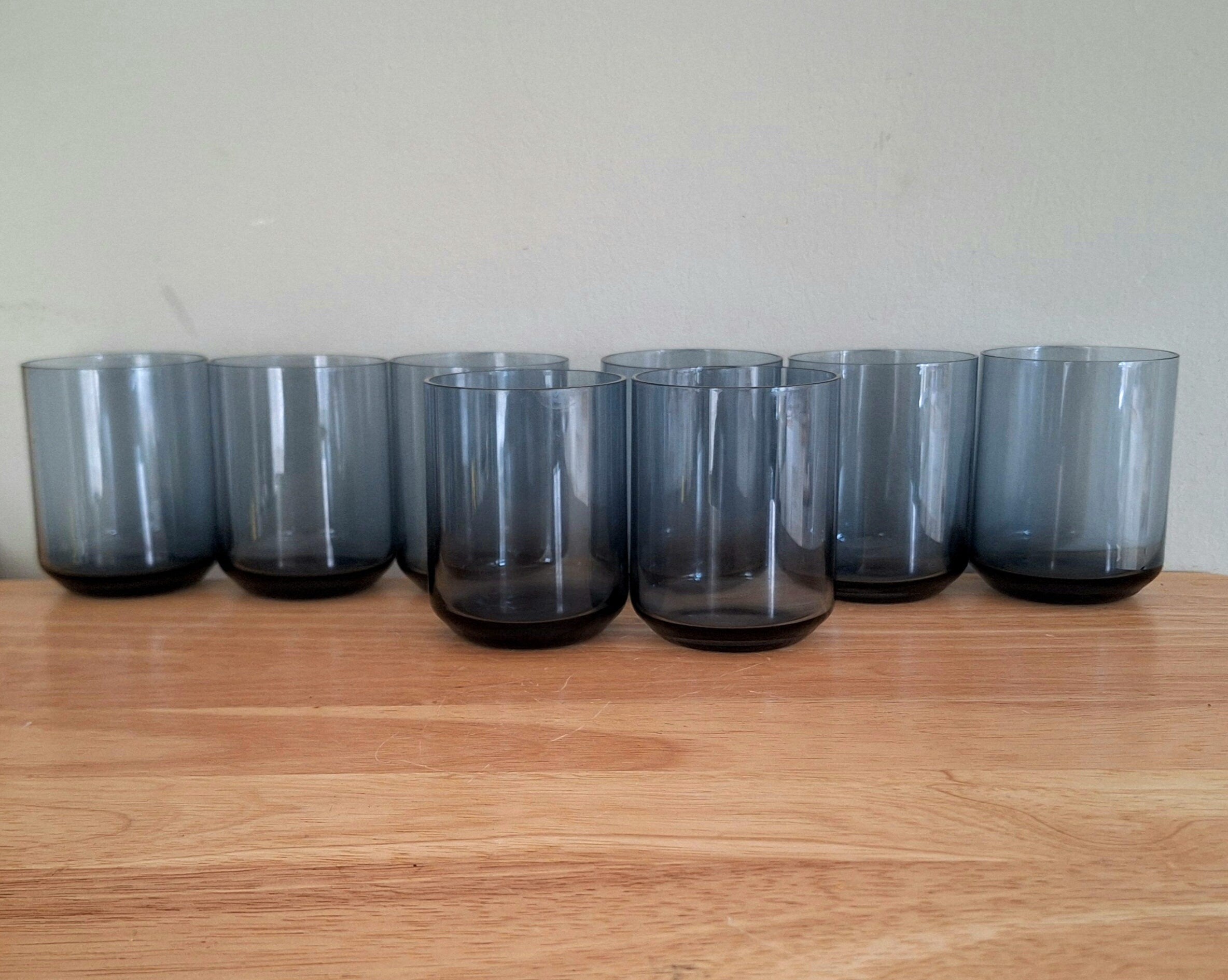 Vintage Mid-Century Modern Punch Bowl Set with Lid and 8 Glasses  Smoke Glass | Retro Drinkware | Party Serveware