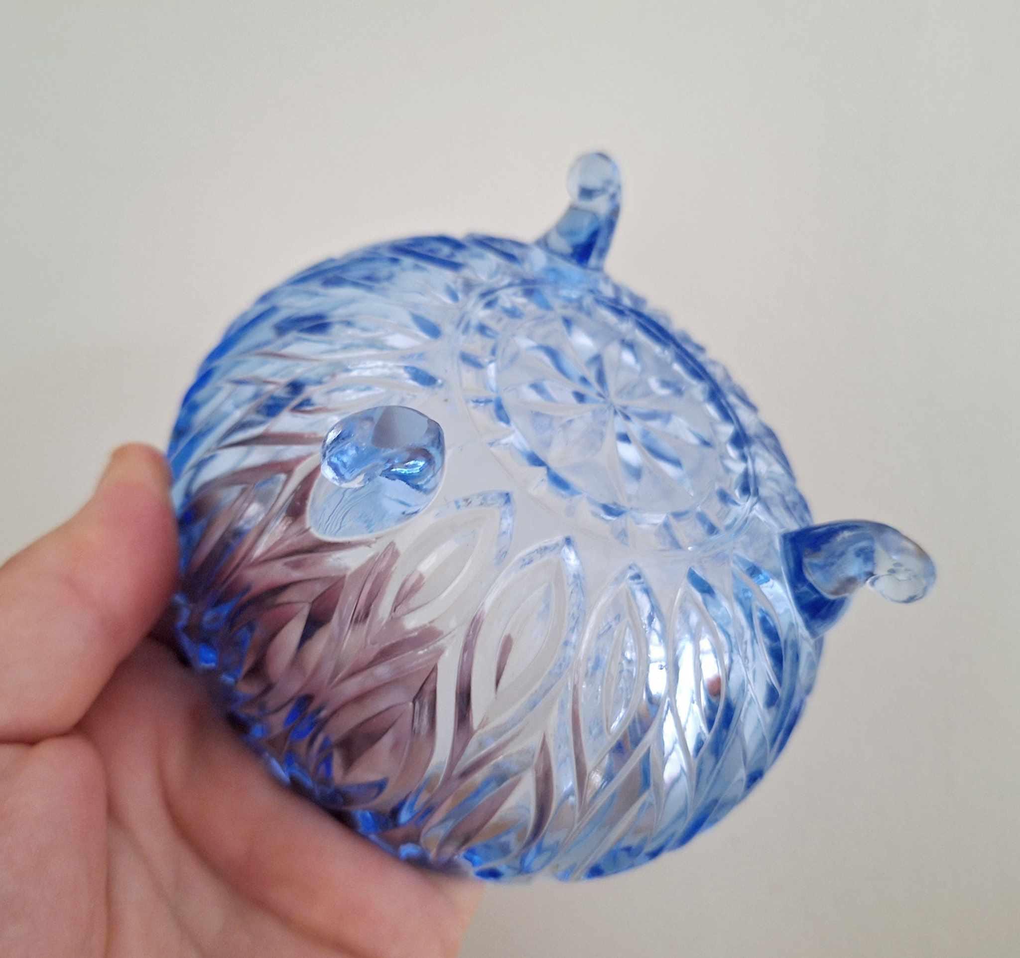 Vintage Blue Pressed Glass Candy Dish  Small Decorative Bowl with Footed Design | Mid-Century Glassware