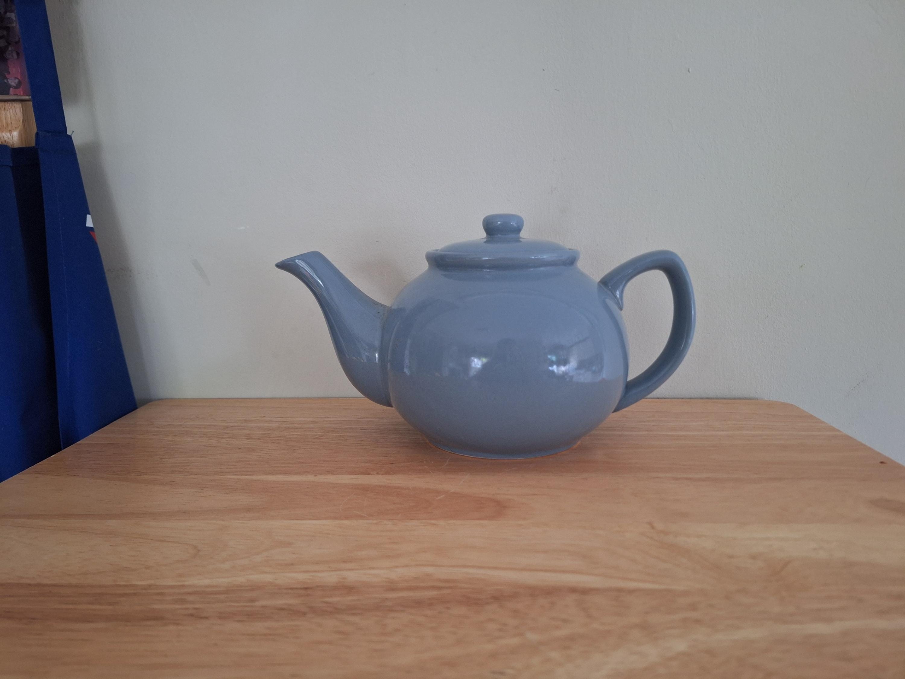 Classic Blue Ceramic Teapot by HOME - Simple and Elegant Design - Dishwasher Safe