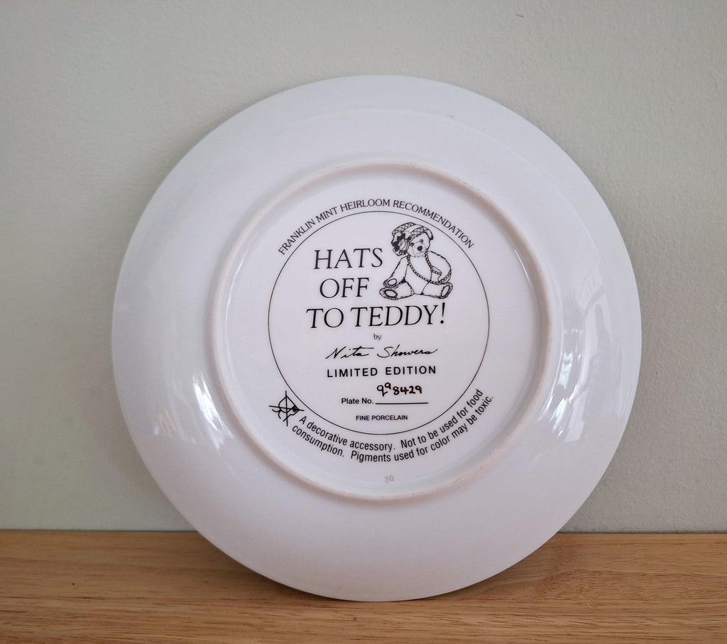 Franklin Mint "Hats Off to Teddy!" Collector's Plate by Nita Showers - Limited Edition Fine Porcelain