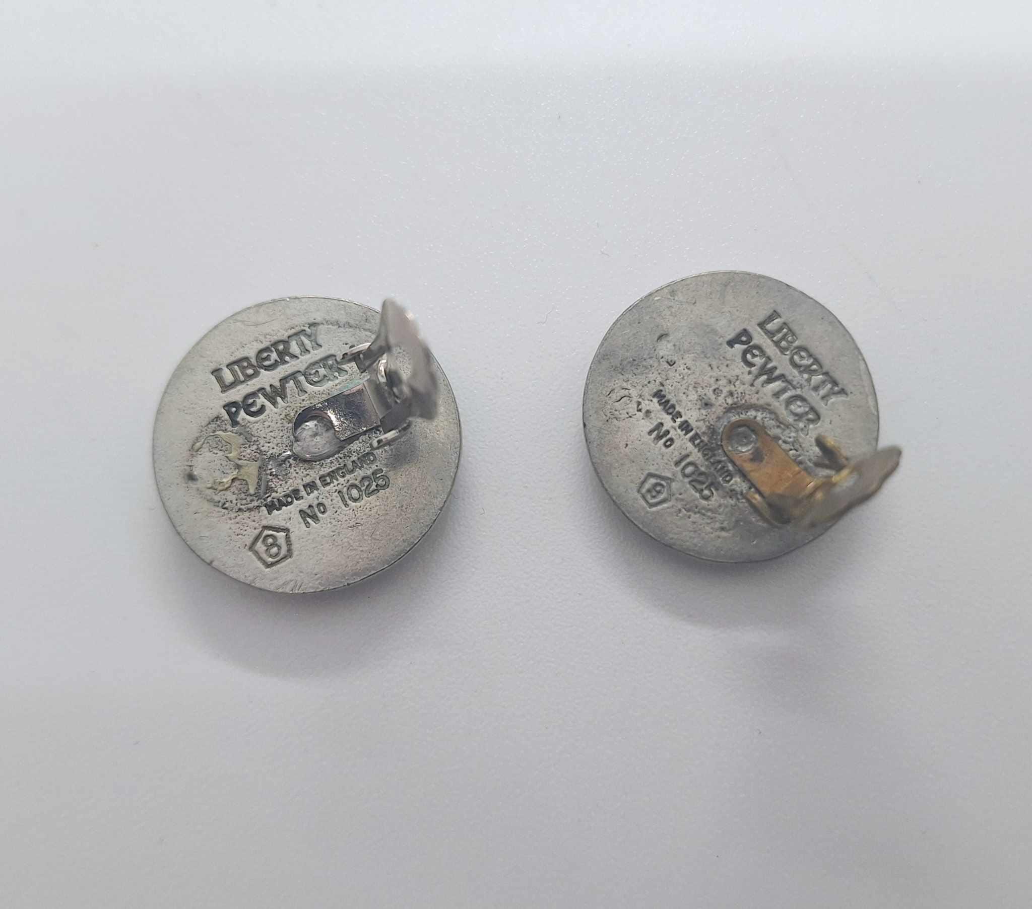 Vintage Liberty Pewter and Hammered Copper Clip-On Earrings | Art Deco Style | Retro Statement Jewellery | Made in England | 1970s