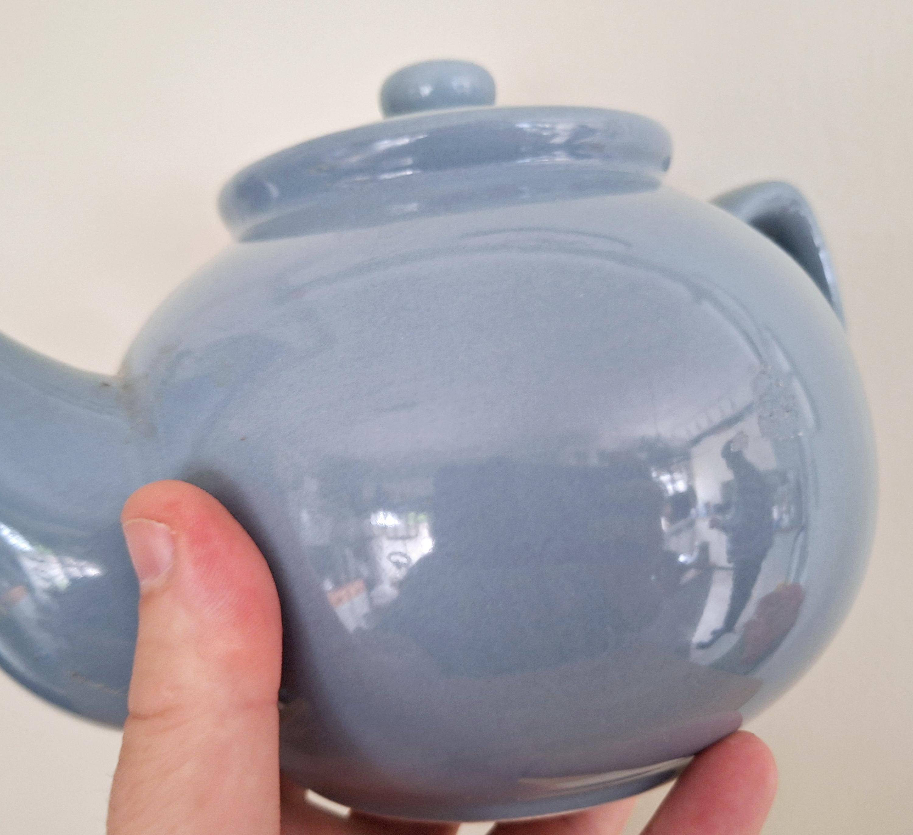 Classic Blue Ceramic Teapot by HOME - Simple and Elegant Design - Dishwasher Safe