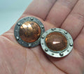 Vintage Liberty Pewter and Hammered Copper Clip-On Earrings | Art Deco Style | Retro Statement Jewellery | Made in England | 1970s
