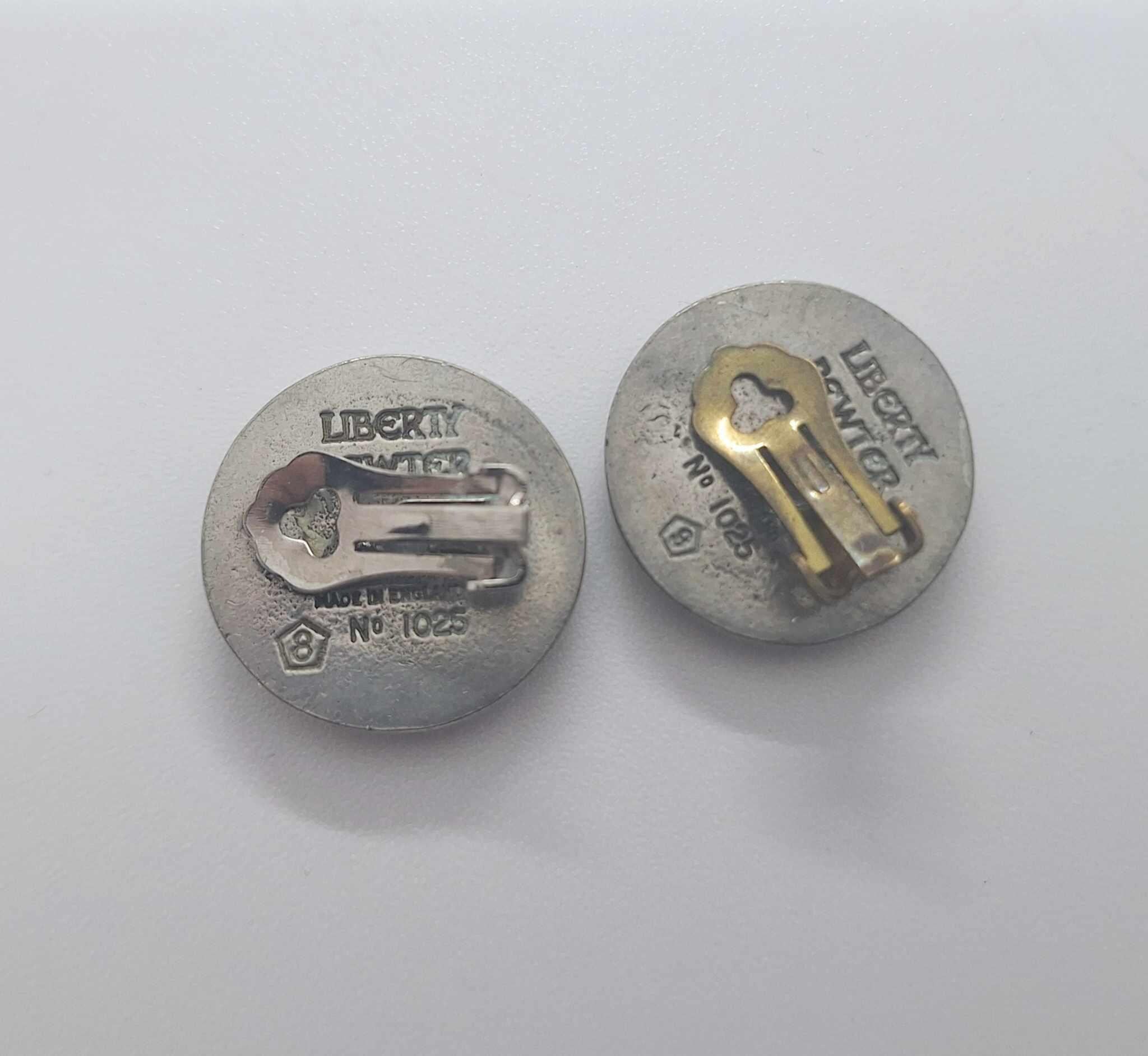 Vintage Liberty Pewter and Hammered Copper Clip-On Earrings | Art Deco Style | Retro Statement Jewellery | Made in England | 1970s