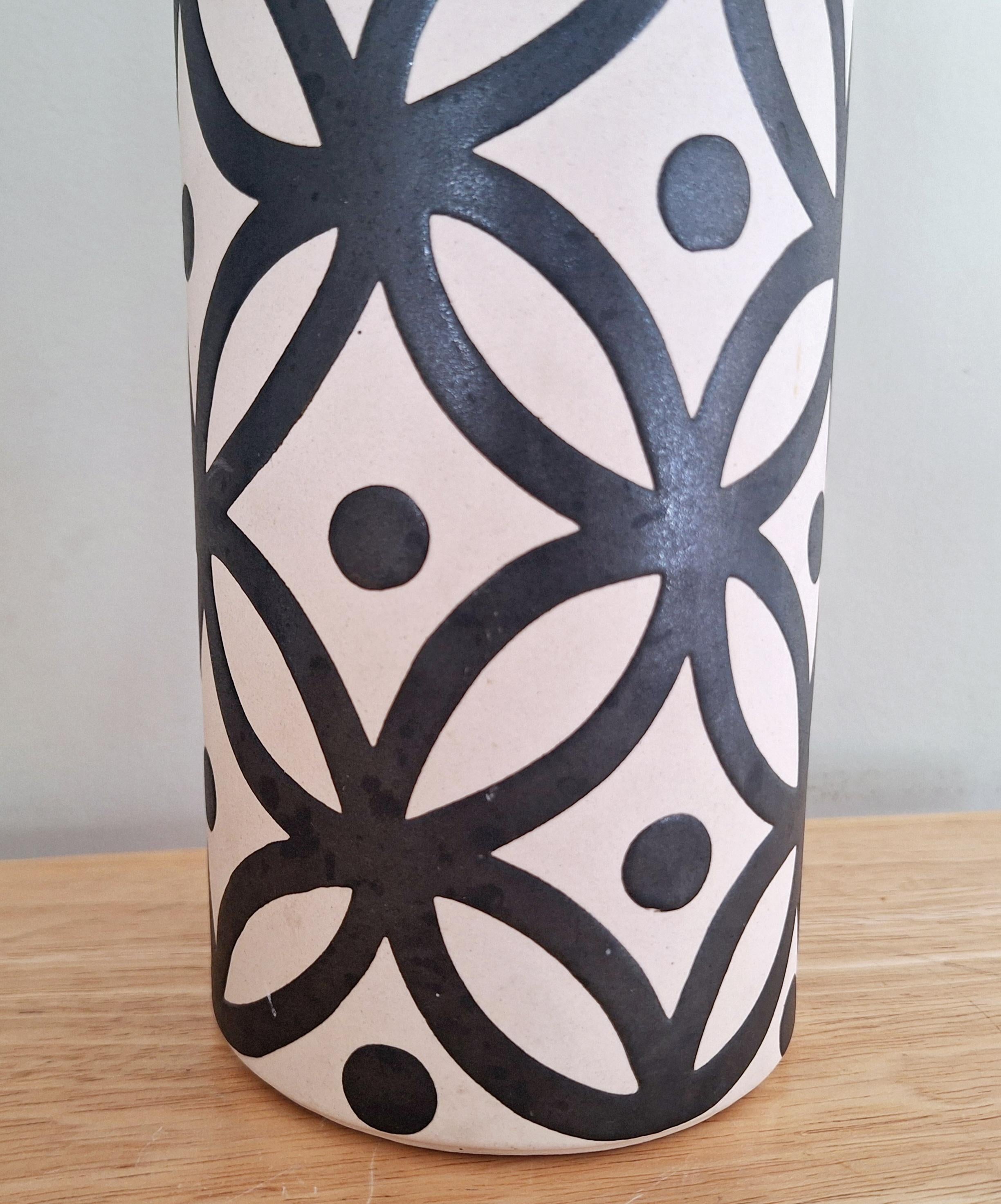 Handcrafted Vase by Christiane Lemieux | Tall Modern Black & White Floral Decor | Living Collection | Geometric Design | Elegant Gift Idea