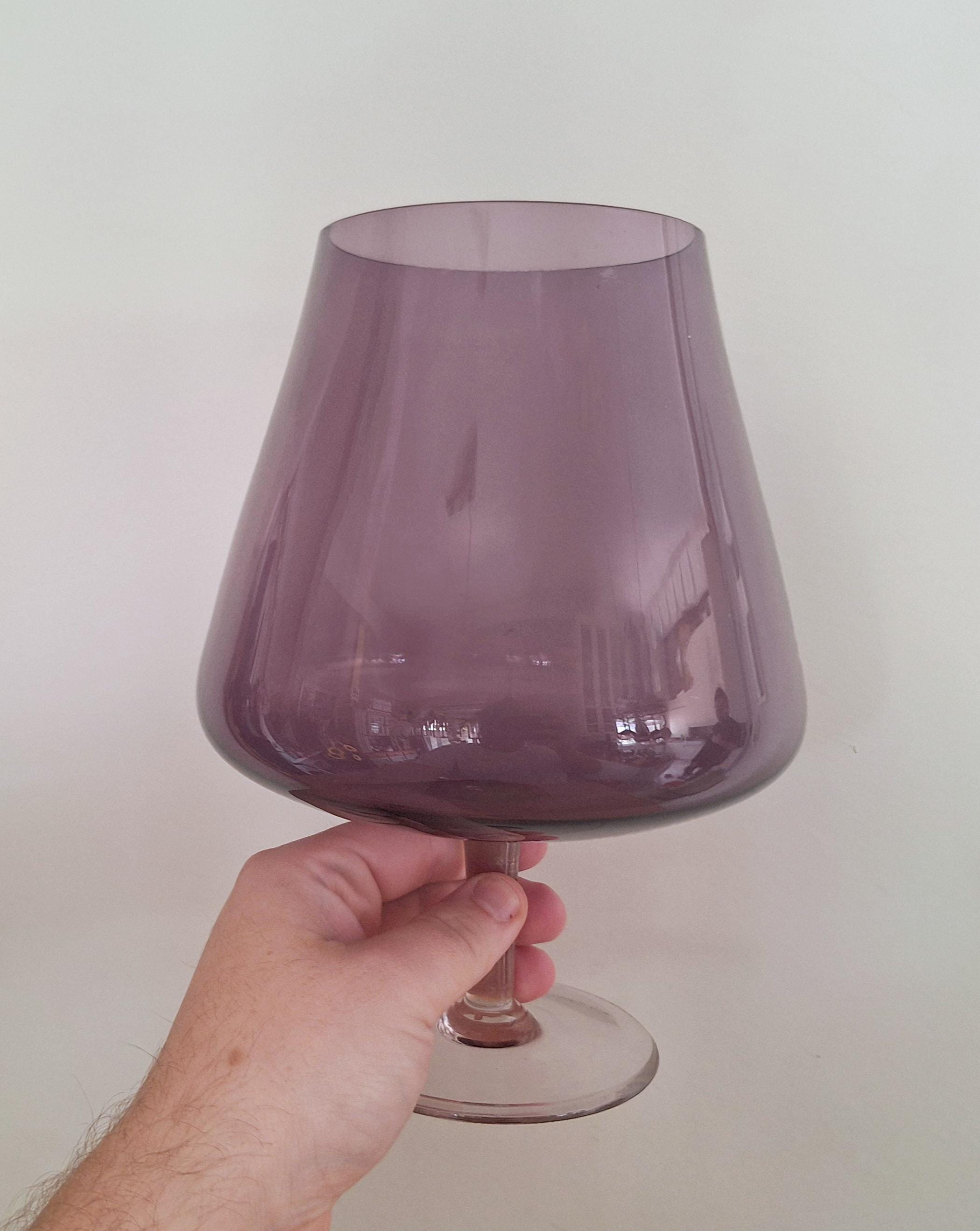 Vintage Purple Glass Vase Goblet Style  Large Display Piece | Retro Home Décor | 20th Century, 12-inch Tall Glass Vase