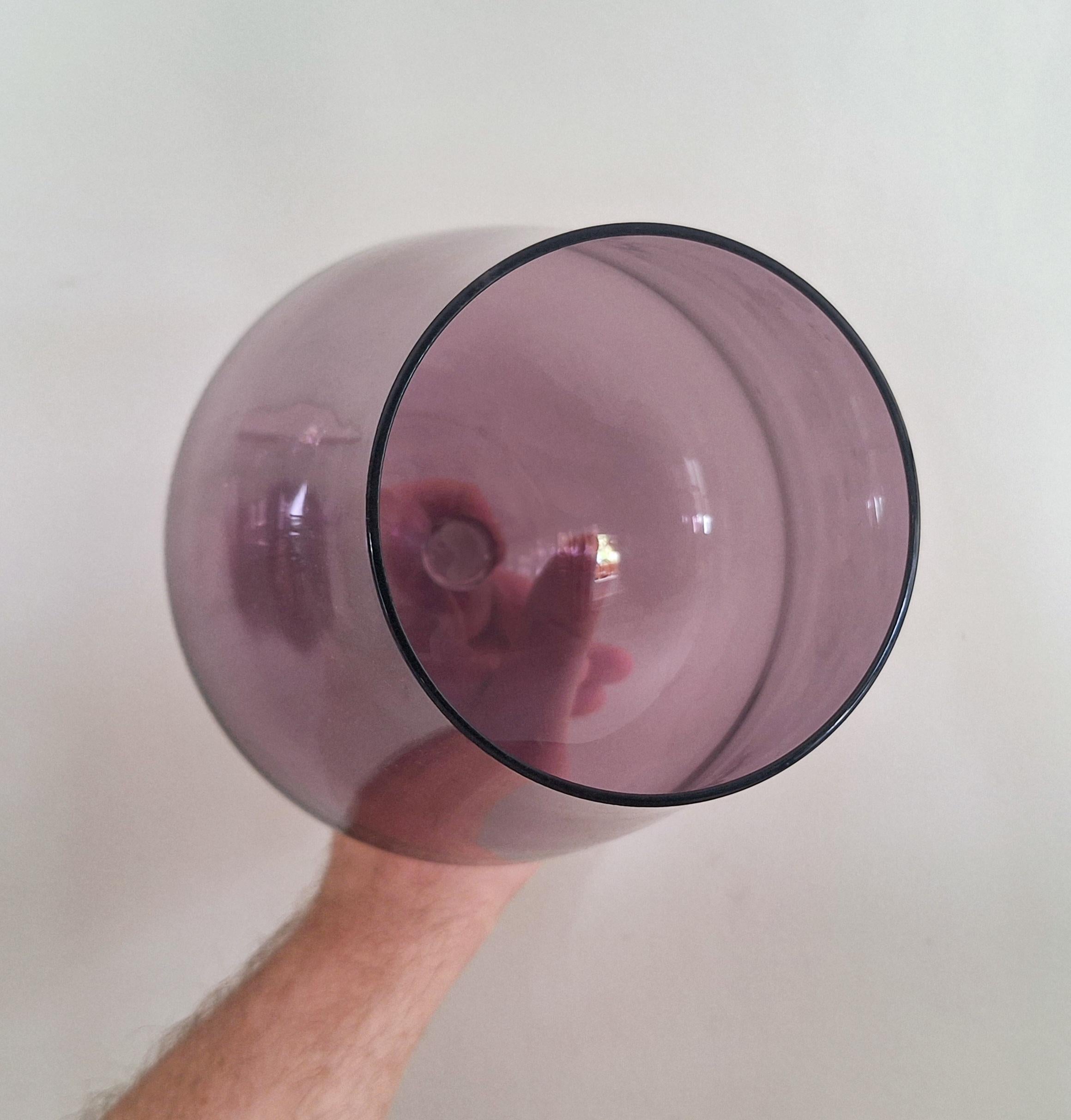 Vintage Purple Glass Vase Goblet Style  Large Display Piece | Retro Home Décor | 20th Century, 12-inch Tall Glass Vase