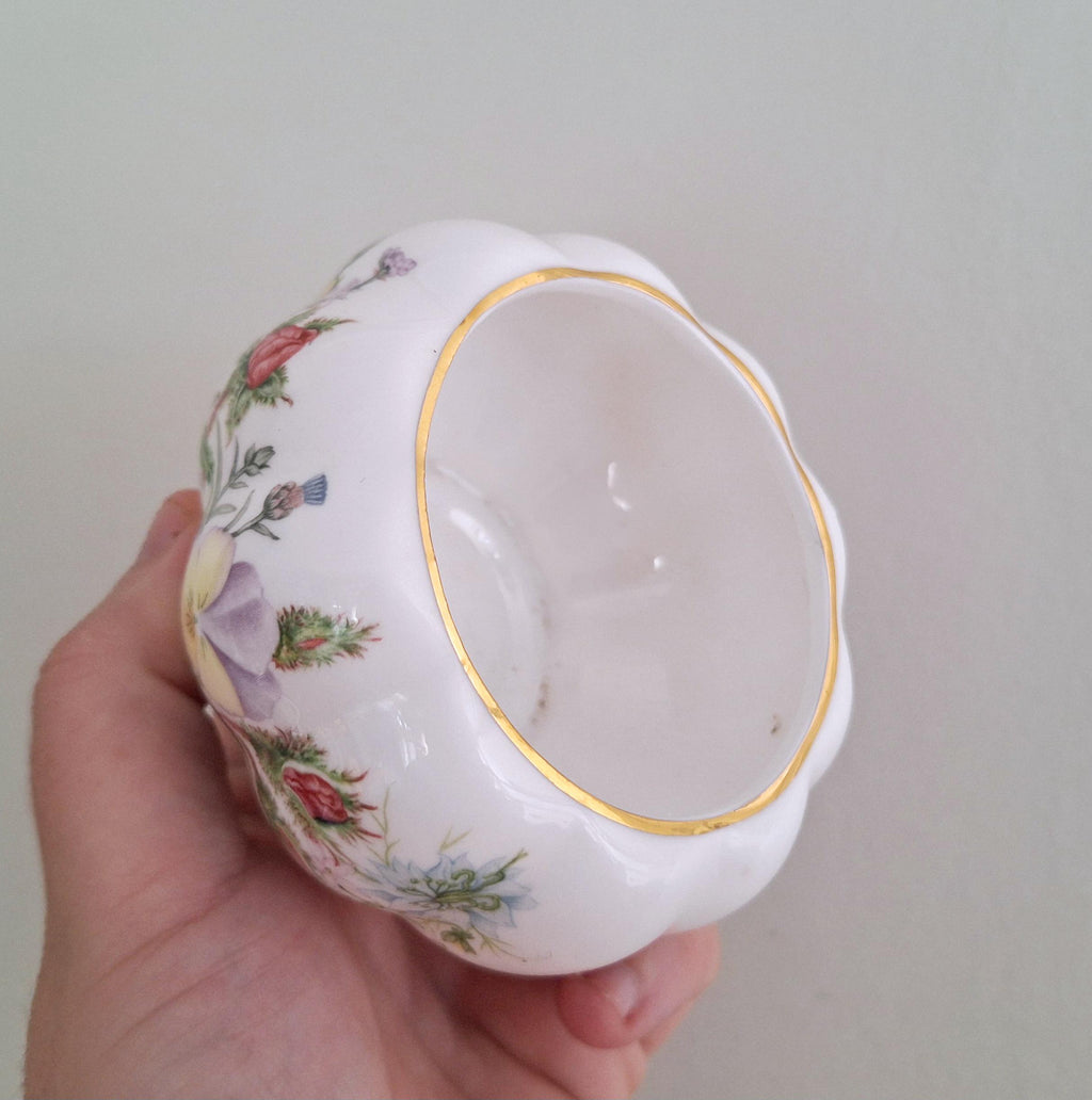 Aynsley Wild Tudor Fine Bone China Gift Bowl / Sugar Bowl  Floral Design, Handcrafted in England, Collectible Home Decor