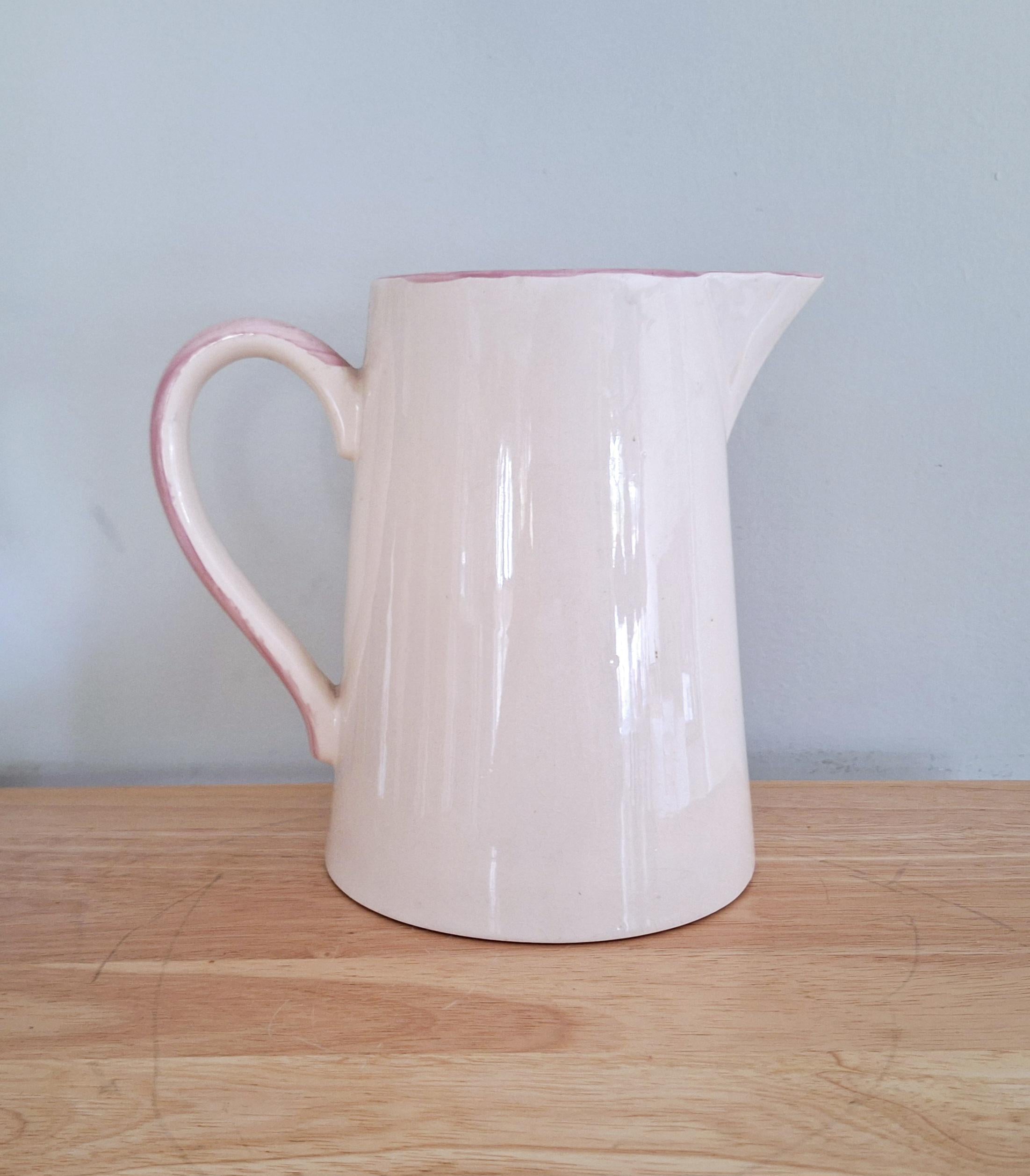 Vintage English Ceramic Pitcher with Adorable Westie Dogs and Bagpipes - Large Decorative Jug Floral Vase