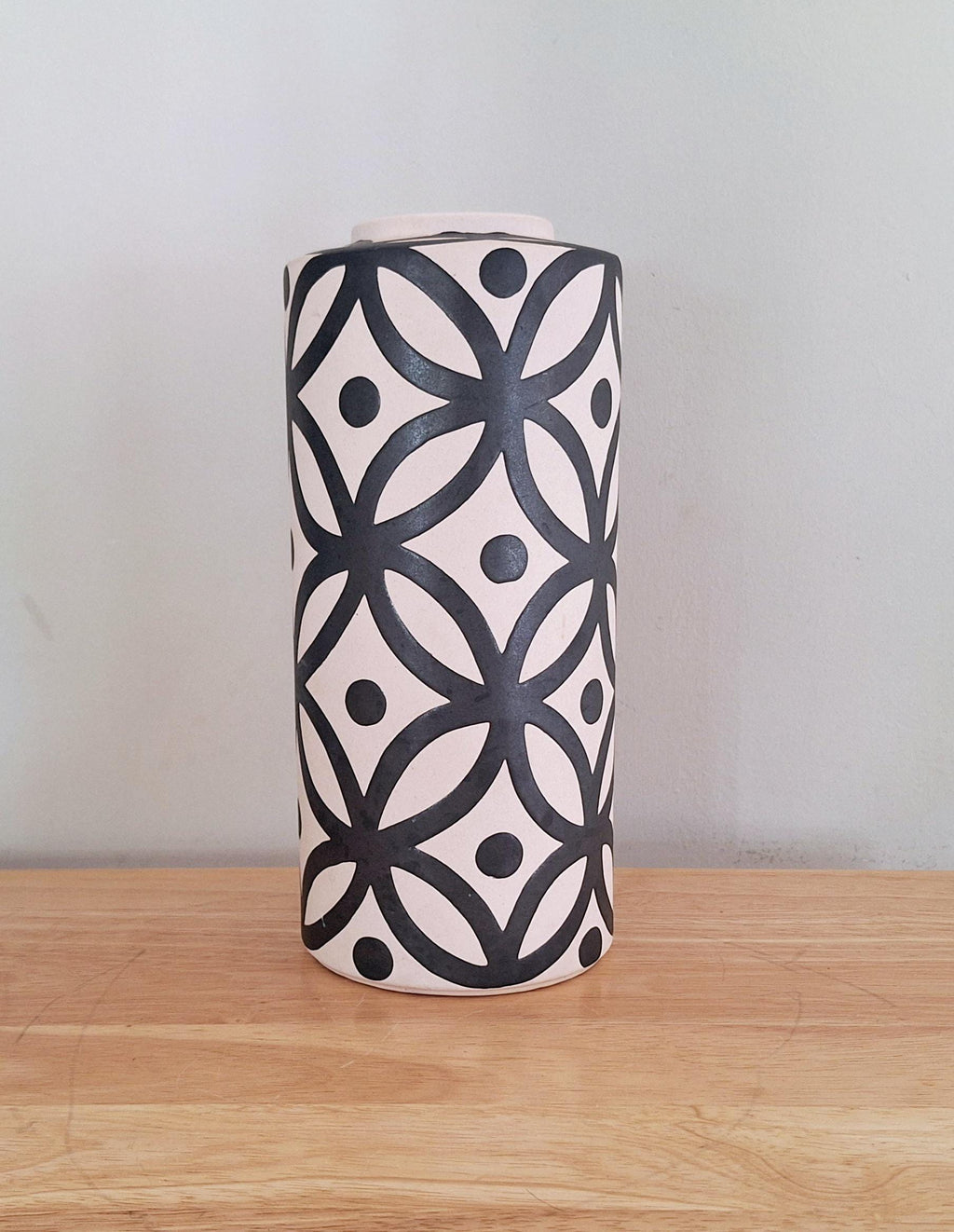 Handcrafted Vase by Christiane Lemieux | Tall Modern Black & White Floral Decor | Living Collection | Geometric Design | Elegant Gift Idea