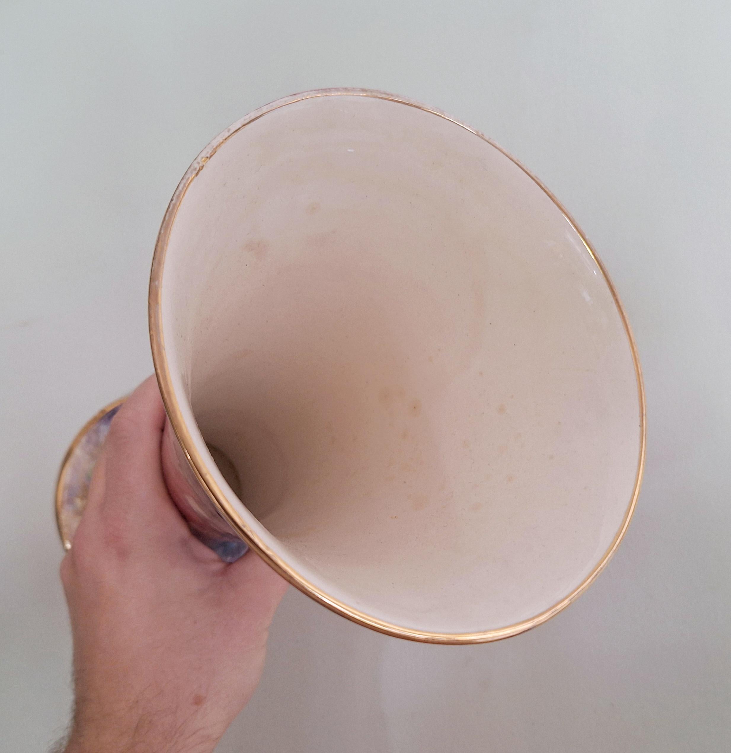 Vintage Old Court Ware Hand-Painted Iridescent Vase with Gold Trim - Made in England - 1950s - Collectible English Pottery Lustreware vase