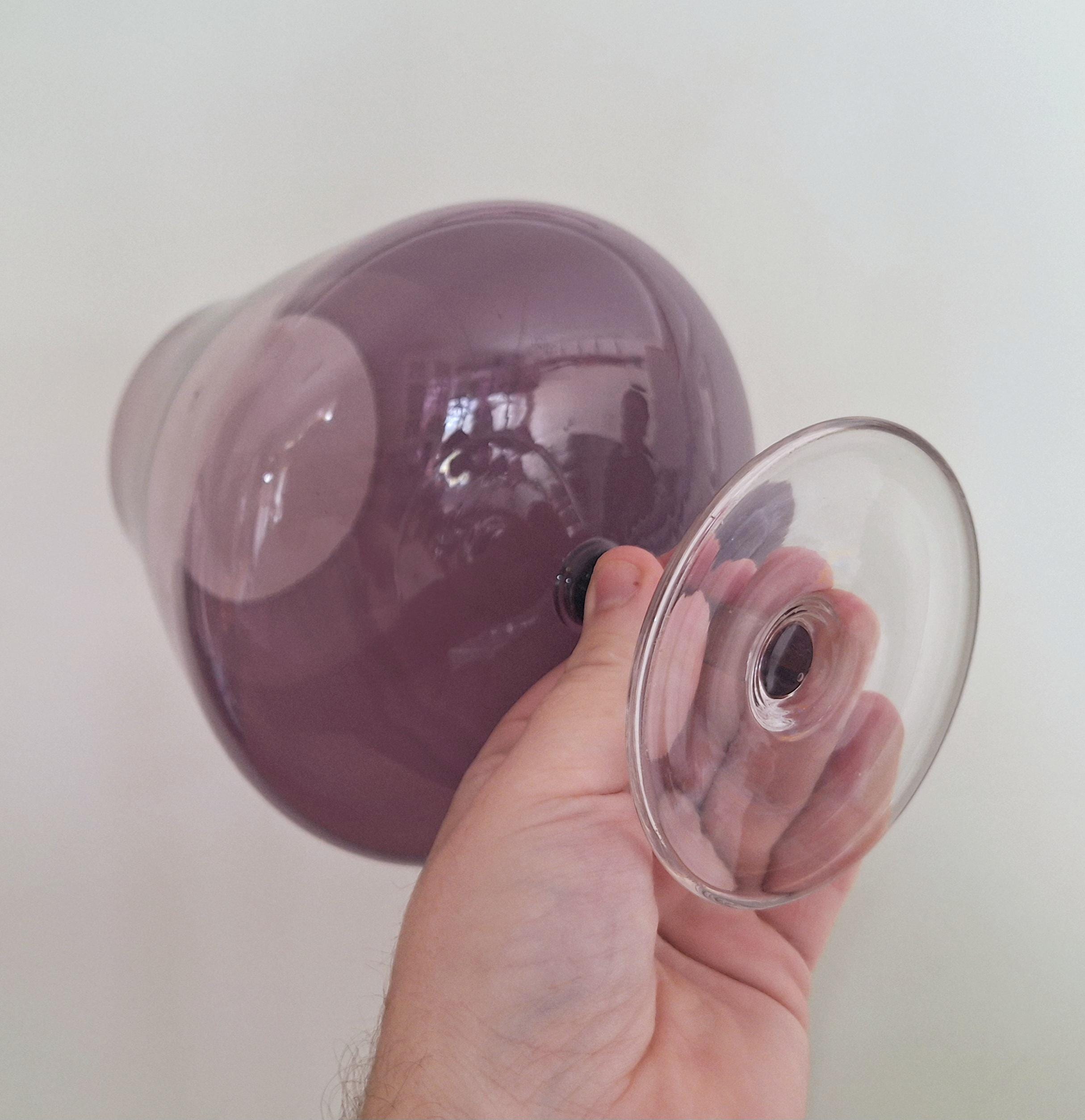 Vintage Purple Glass Vase Goblet Style  Large Display Piece | Retro Home Décor | 20th Century, 12-inch Tall Glass Vase