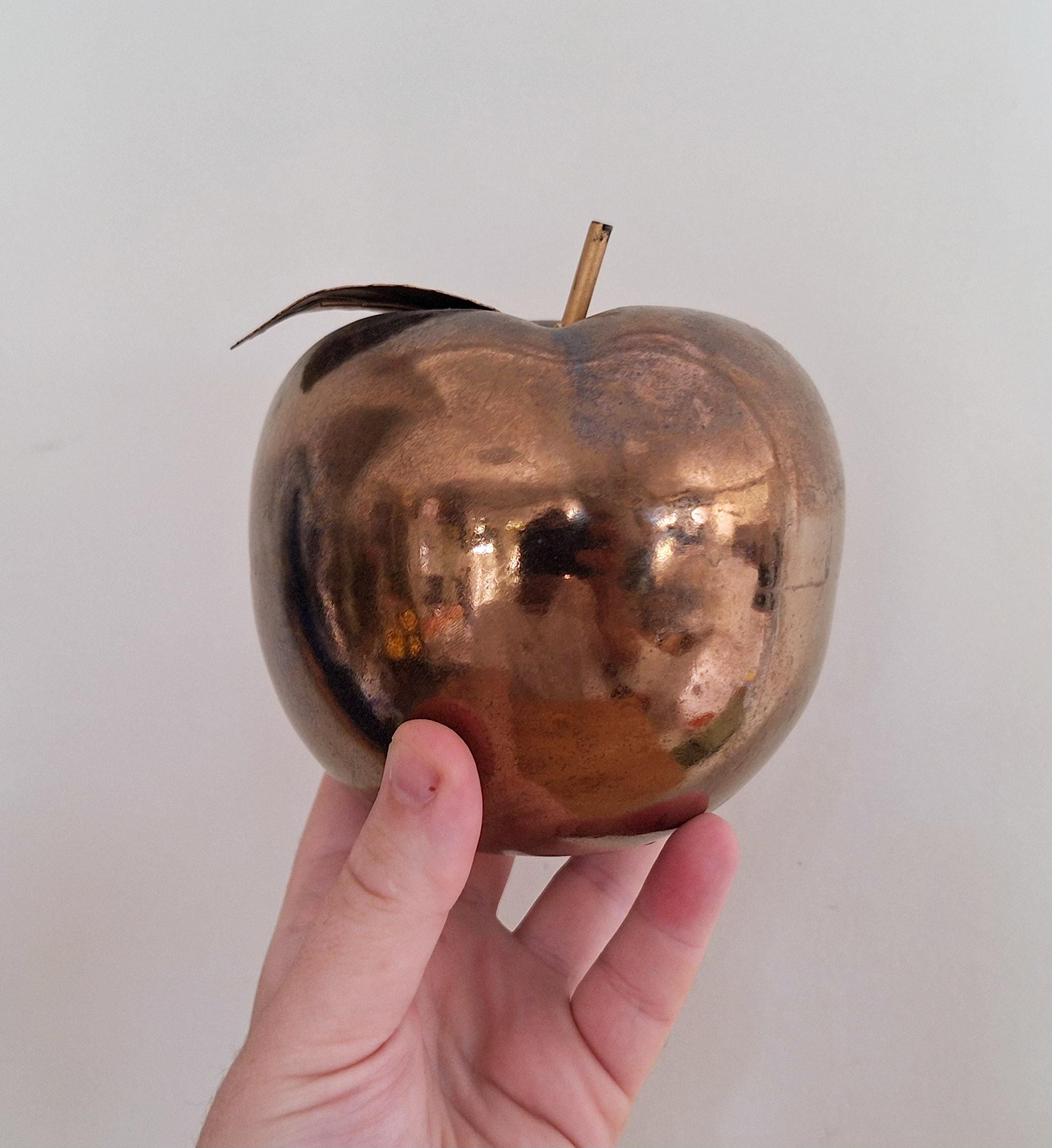 Vintage Ceramic Gold Apple Figurine | Elegant Home Decor | 6" Gold Apple | Mid-Century Modern | Decorative Ceramic Apple Ornament
