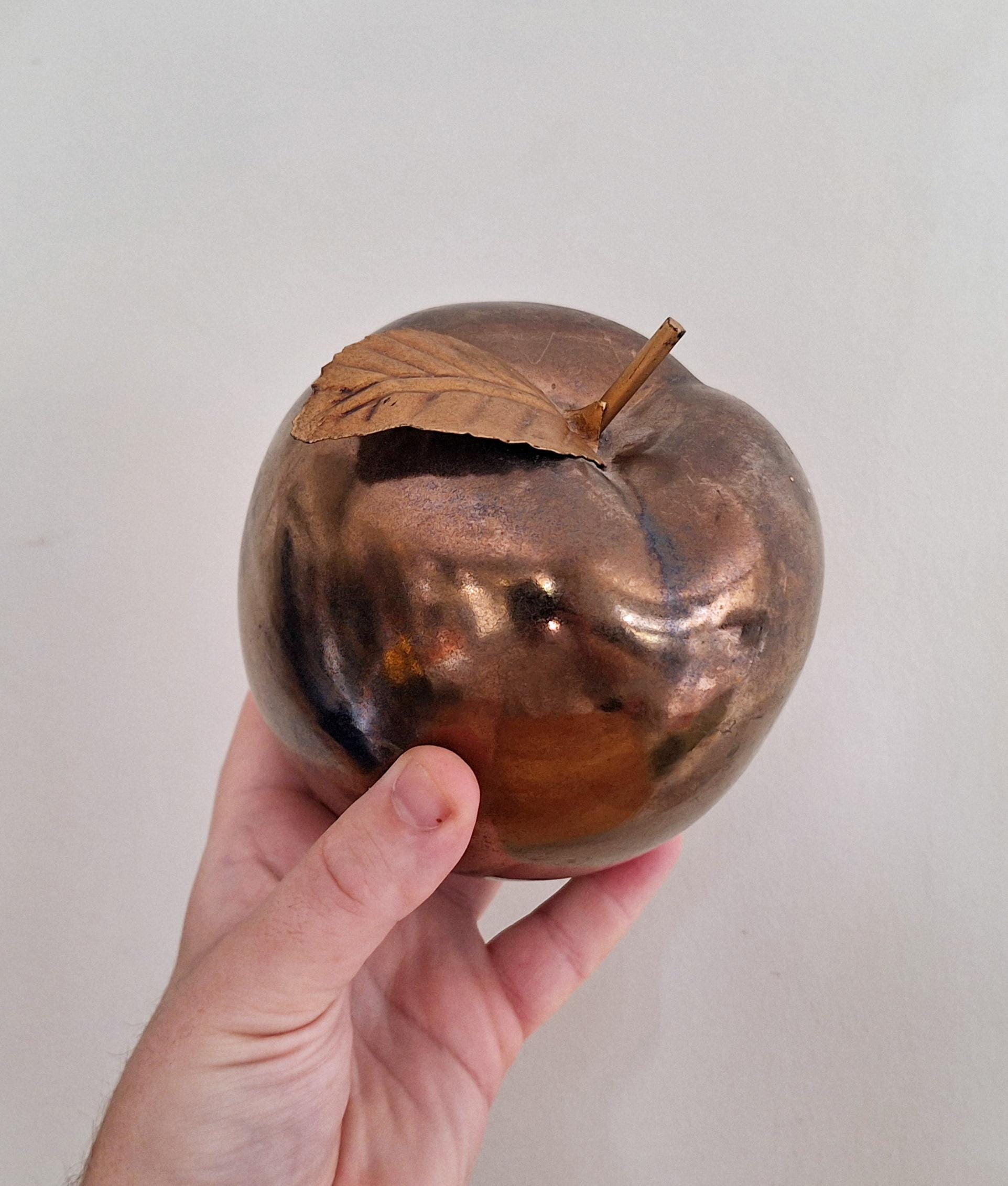 Vintage Ceramic Gold Apple Figurine | Elegant Home Decor | 6" Gold Apple | Mid-Century Modern | Decorative Ceramic Apple Ornament
