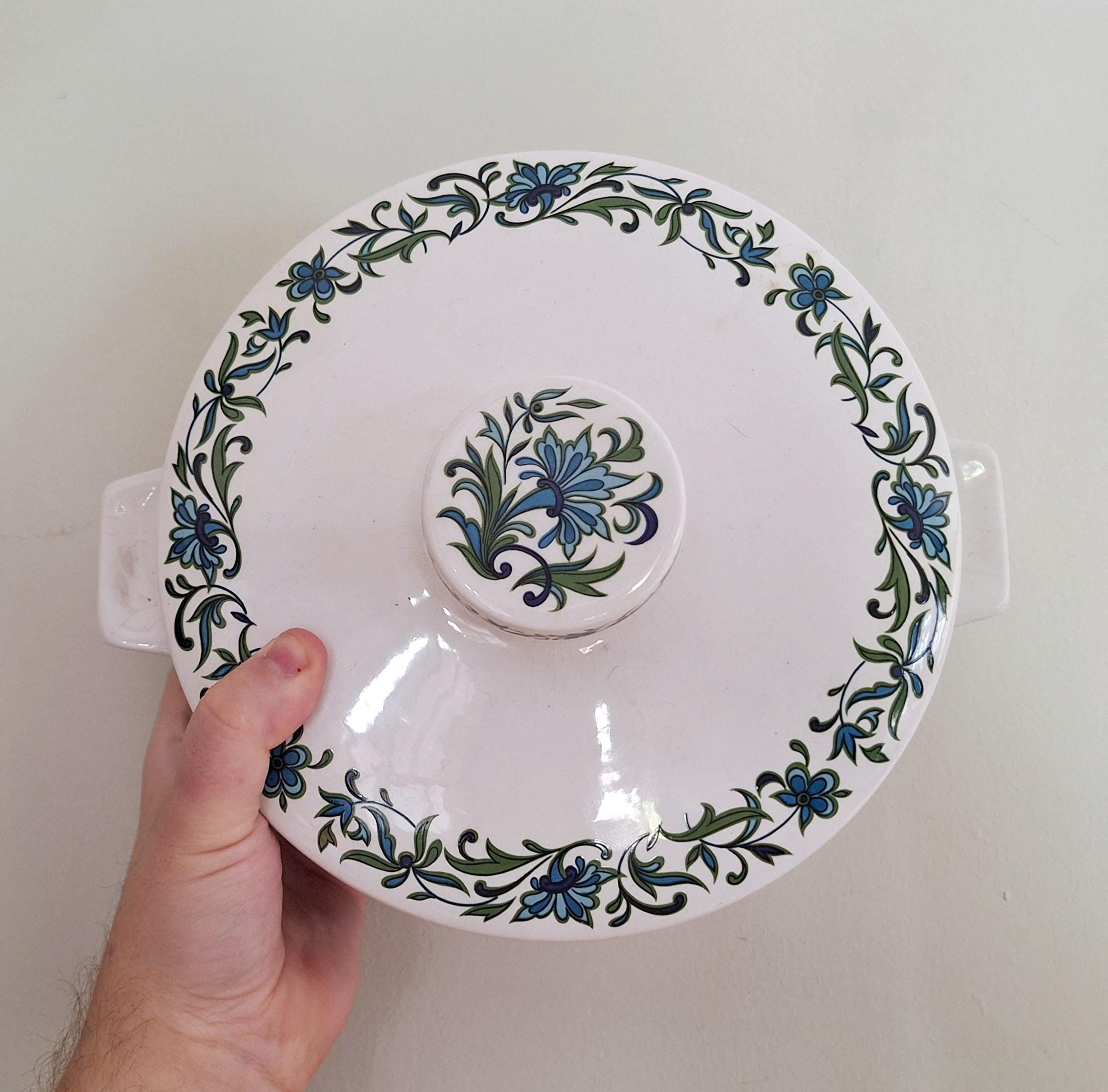Vintage Midwinter Spanish Garden Casserole Dish with Lid by Jessie Tait - Floral Pattern - Staffordshire, England