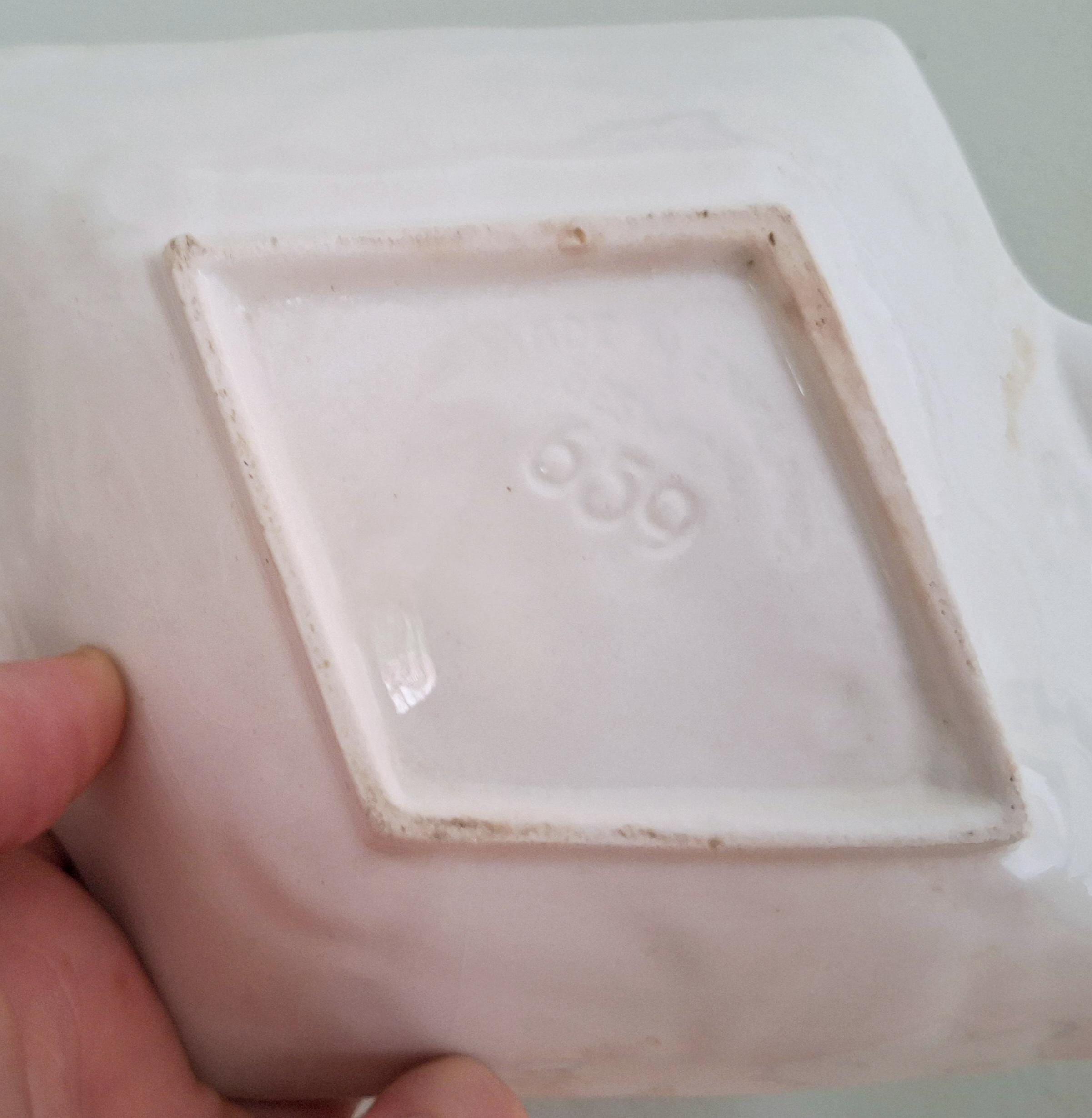 Vintage Beswick Iridescent Rectangular Flower Dish 639 - Retro Ceramic Art Deco Tray with Pastel Blue, Yellow, and Green Flower Pattern -